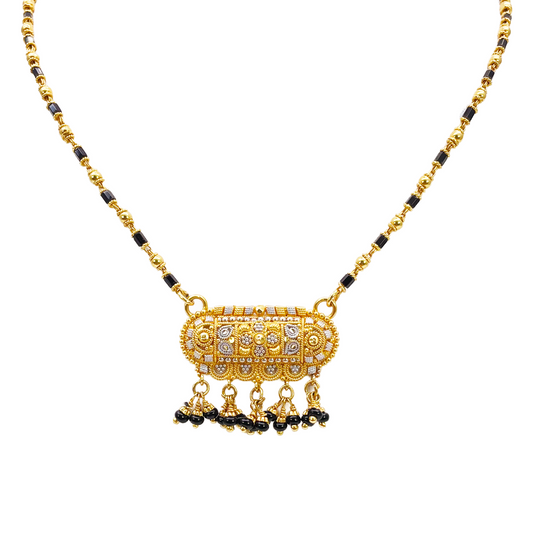 22ct Yellow Gold A Beautiful Two-Tone Traditional Indian Mangalsutra 16 inches  Mangalsutra Chains