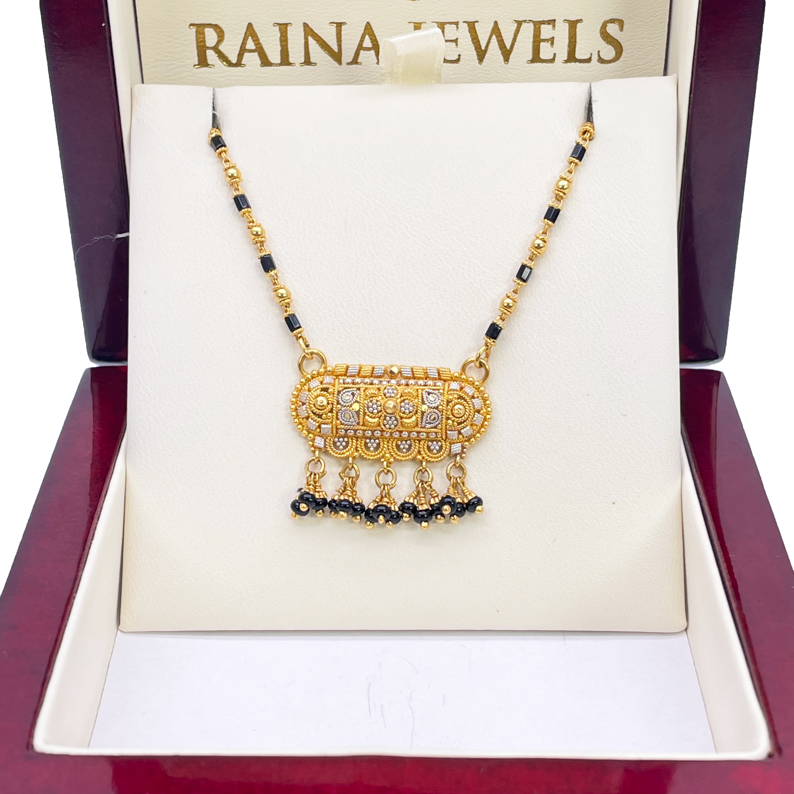 22ct Yellow Gold A Beautiful Two-Tone Traditional Indian Mangalsutra 16 inches  Mangalsutra Chains