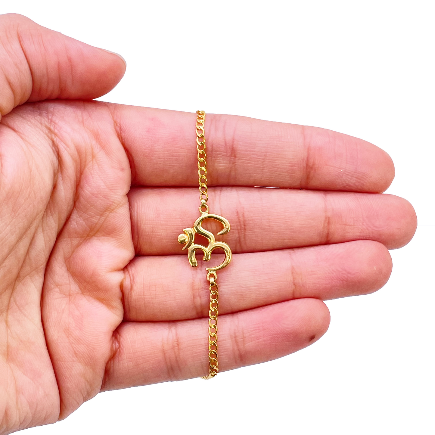 22ct Yellow Gold High Polished OM Bracelet 7 inches