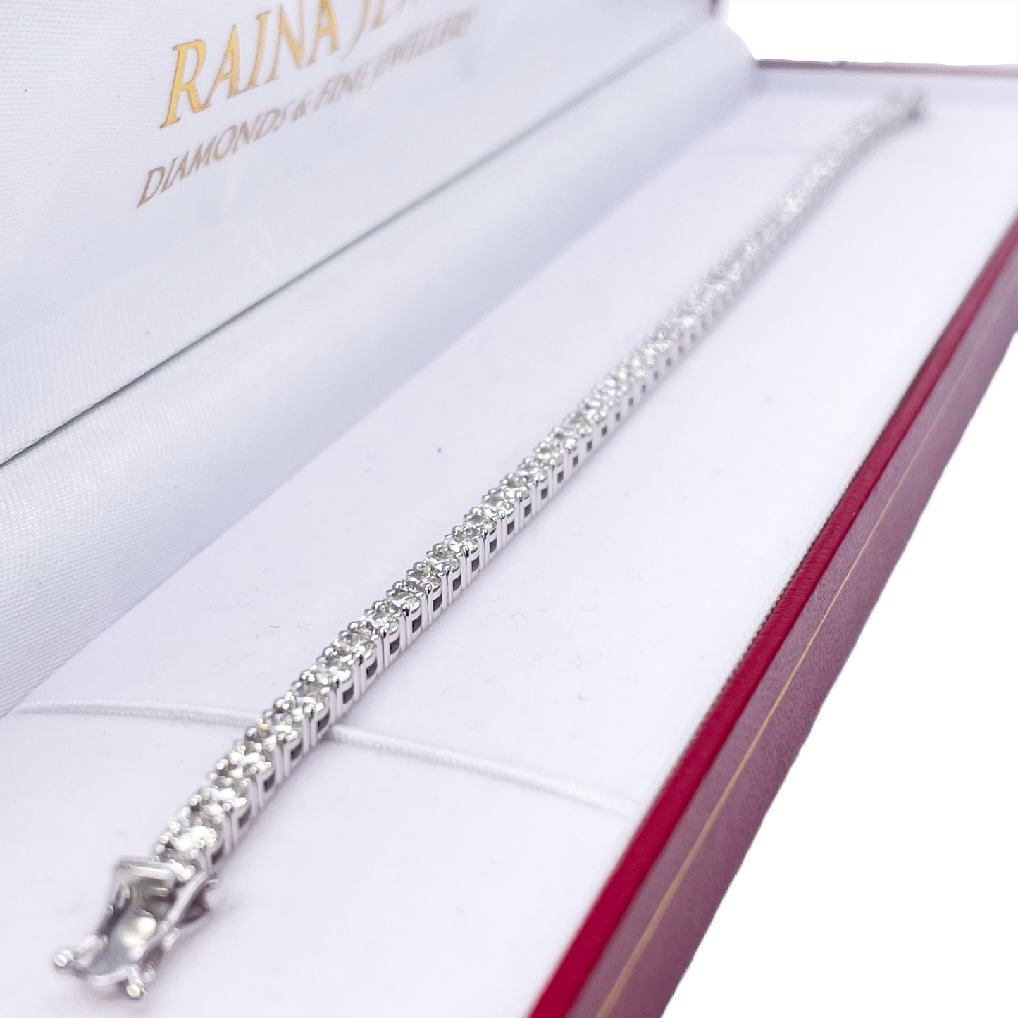 18ct White Gold Natural Diamond Tennis Bracelet Prong 4.99ct 7 Inches IGI Cert
