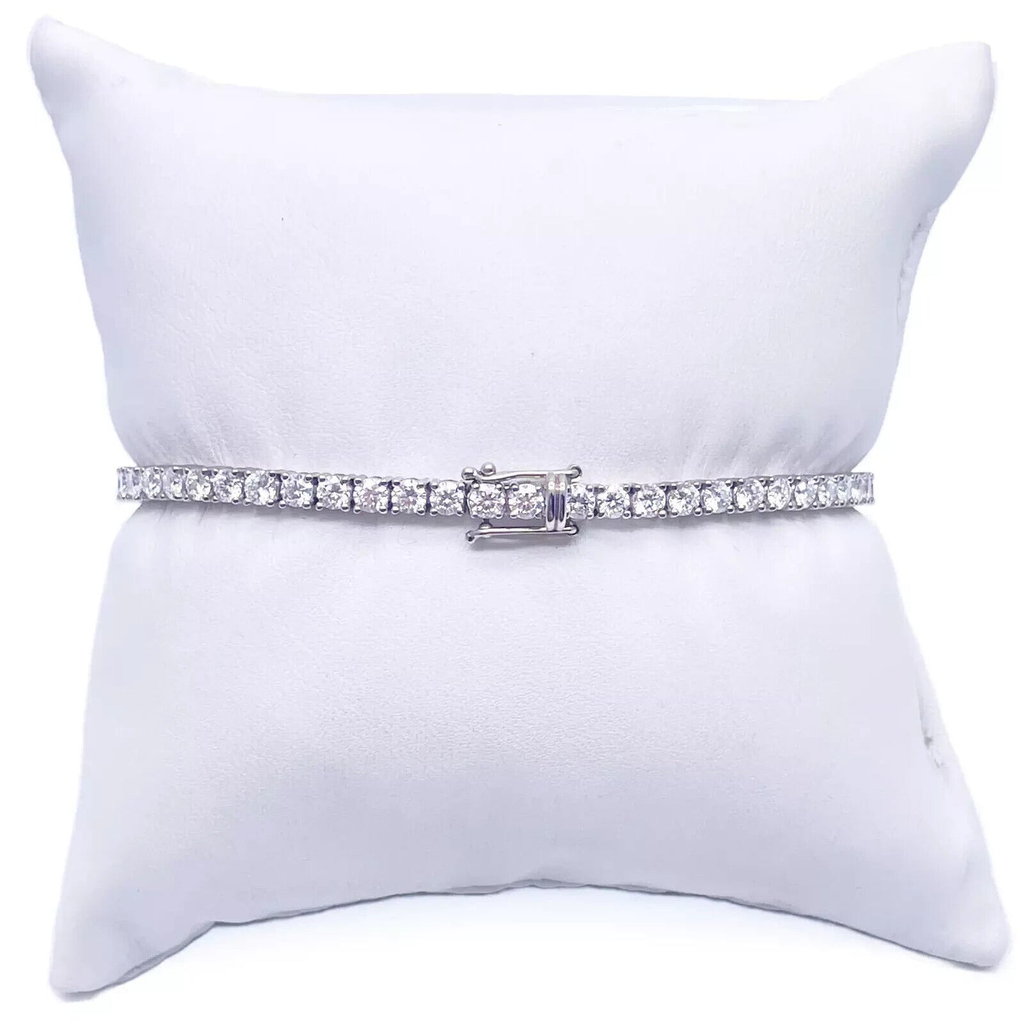18ct White Gold Natural Diamond Tennis Bracelet Prong 4.99ct 7 Inches IGI Cert