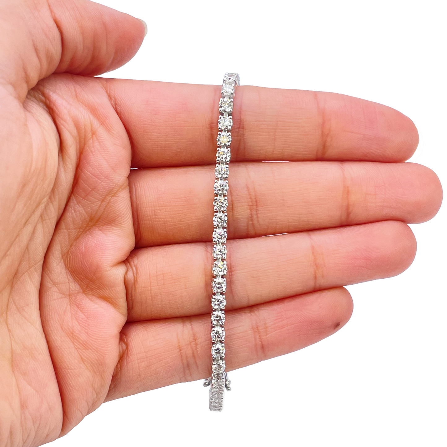 18ct White Gold Natural Diamond Tennis Bracelet Prong 4.99ct 7 Inches IGI Cert