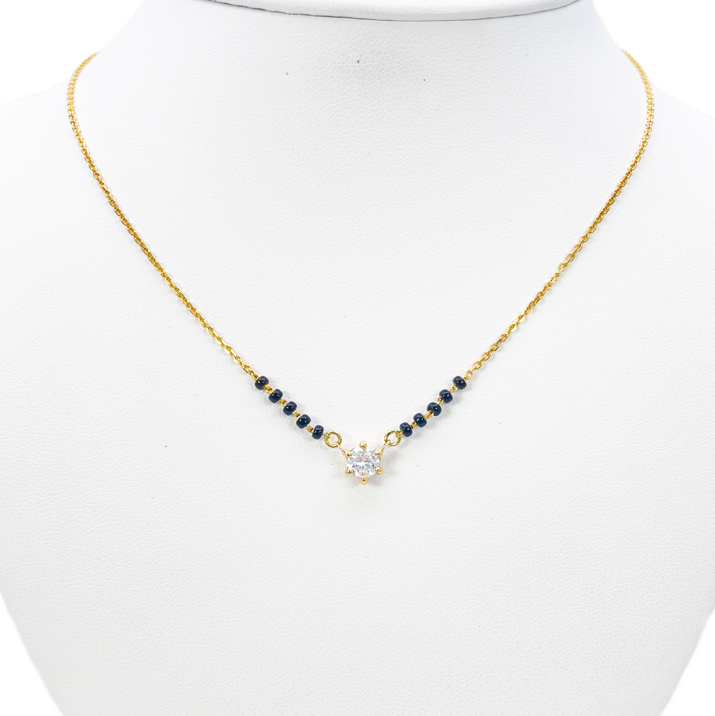 18ct YellowGold Lab Grown Diamond 6-Claw 0.50ct Beaded Mangalsutra Necklace IGI  Mangalsutra Chains