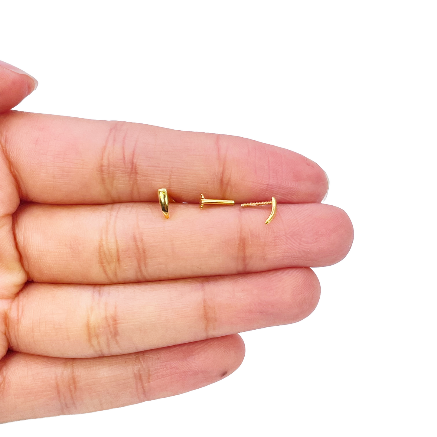 22ct Yellow Gold Plain High Polished Nose Stud/Pin 6mm Length