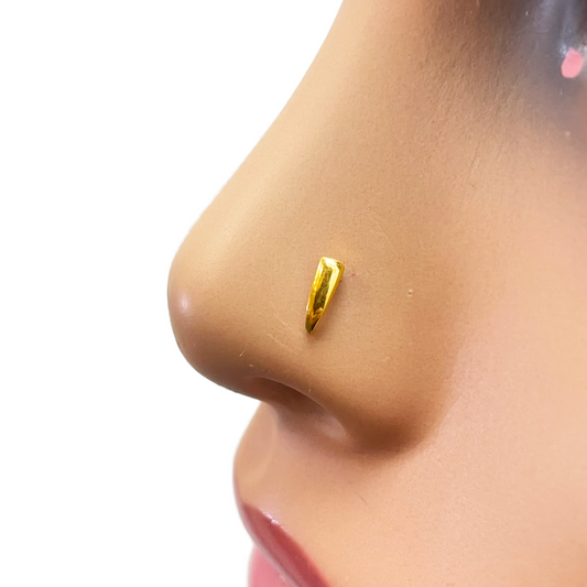22ct Yellow Gold Plain High Polished Nose Stud/Pin 6mm Length