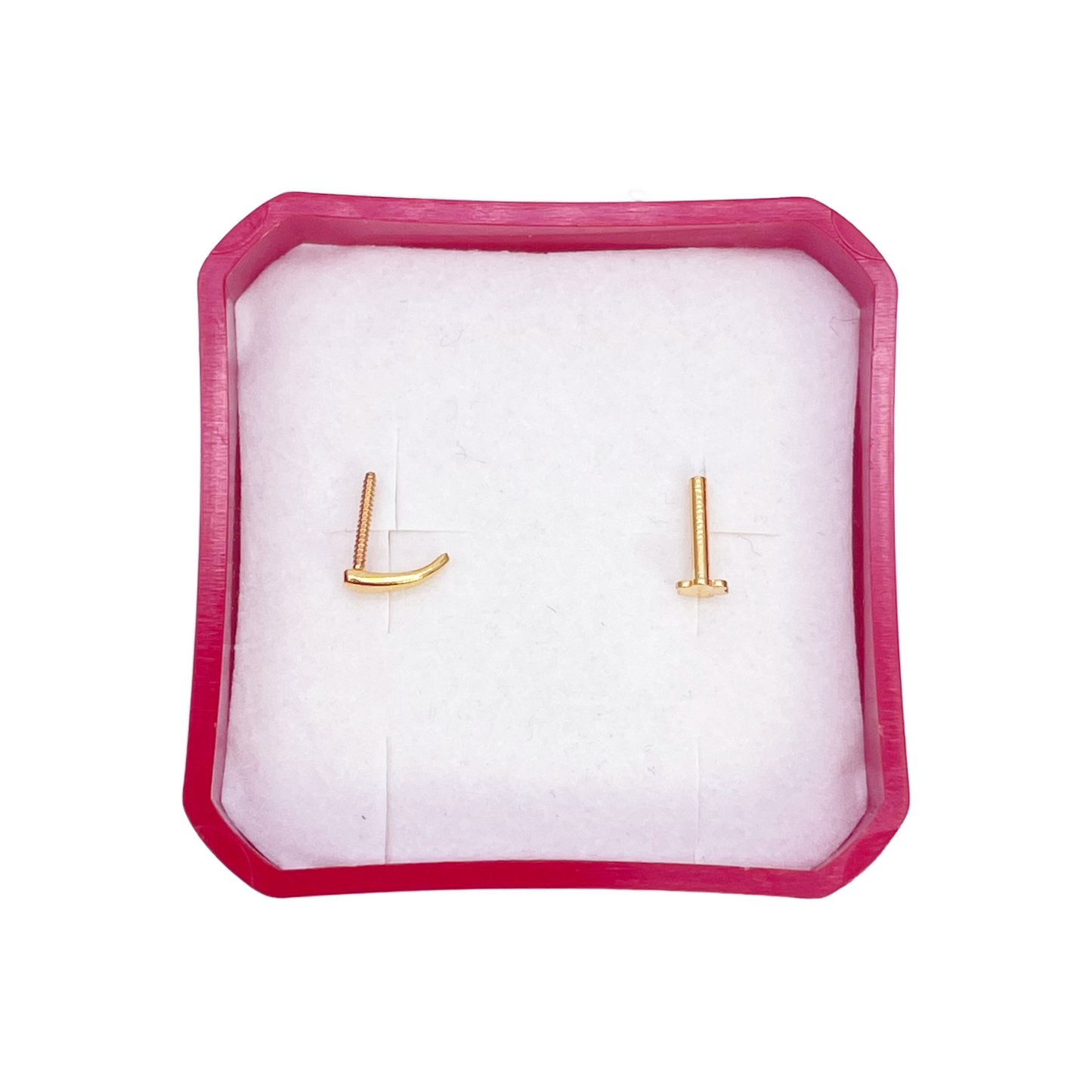 22ct Yellow Gold Plain High Polished Nose Stud/Pin 6mm Length