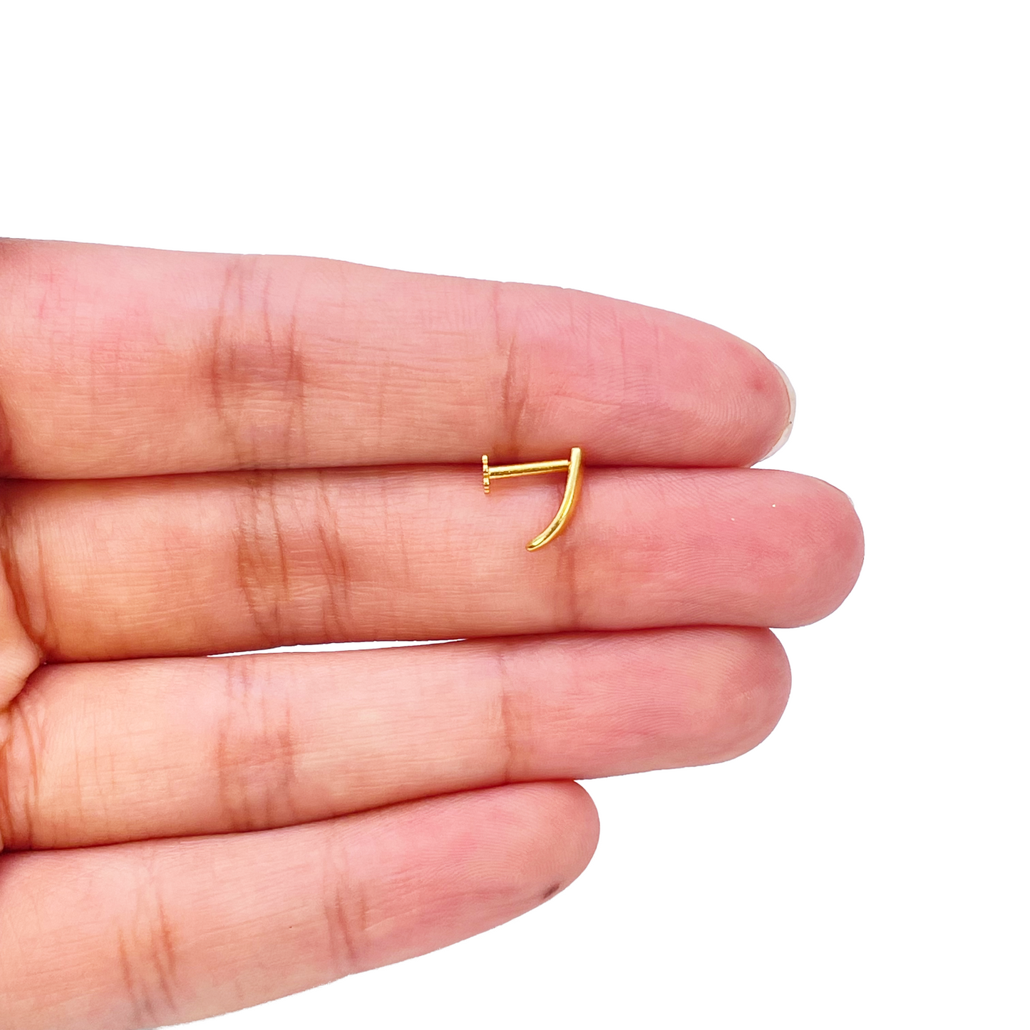22ct Yellow Gold Plain High Polished Nose Stud/Pin 9mm Length