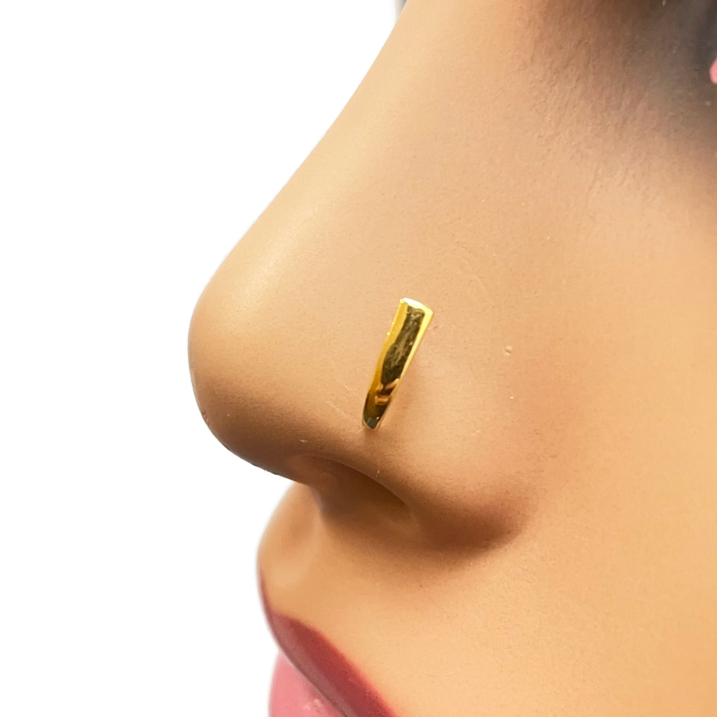 22ct Yellow Gold Plain High Polished Nose Stud/Pin 9mm Length