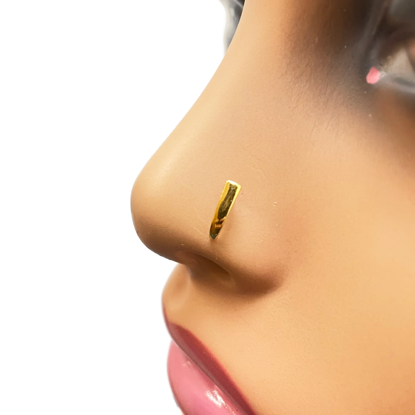 22ct Yellow Gold Plain High Polished Nose Stud/Pin 9mm Length