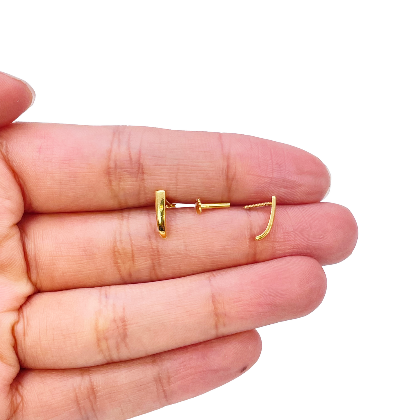 22ct Yellow Gold Plain High Polished Nose Stud/Pin 10mm Length
