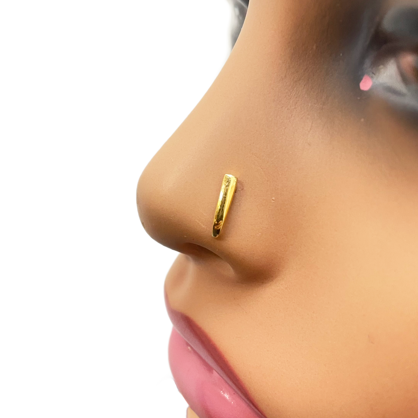 22ct Yellow Gold Plain High Polished Nose Stud/Pin 10mm Length