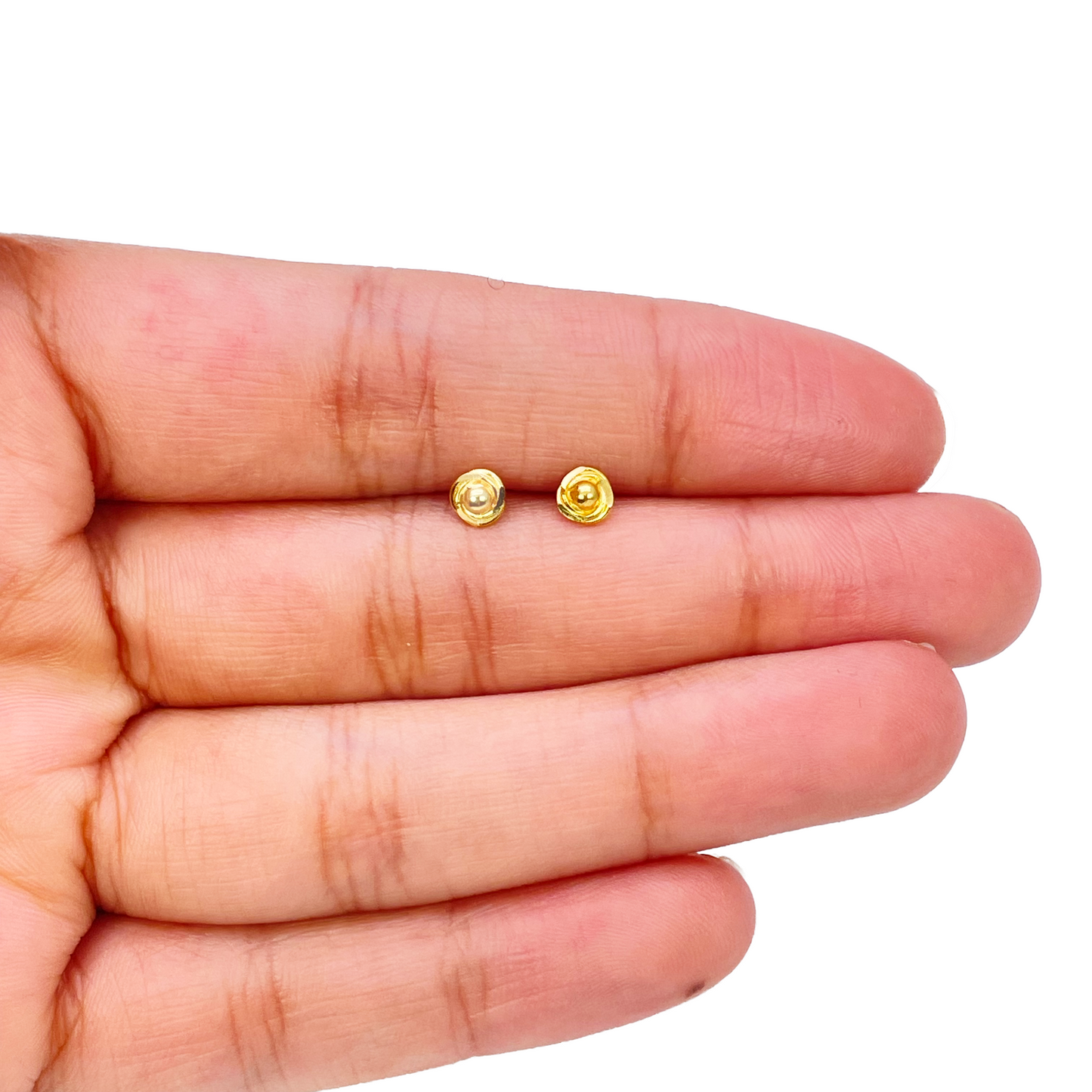 22ct Yellow Gold Plain High Polished Rose Children's Earrings 4mm Width