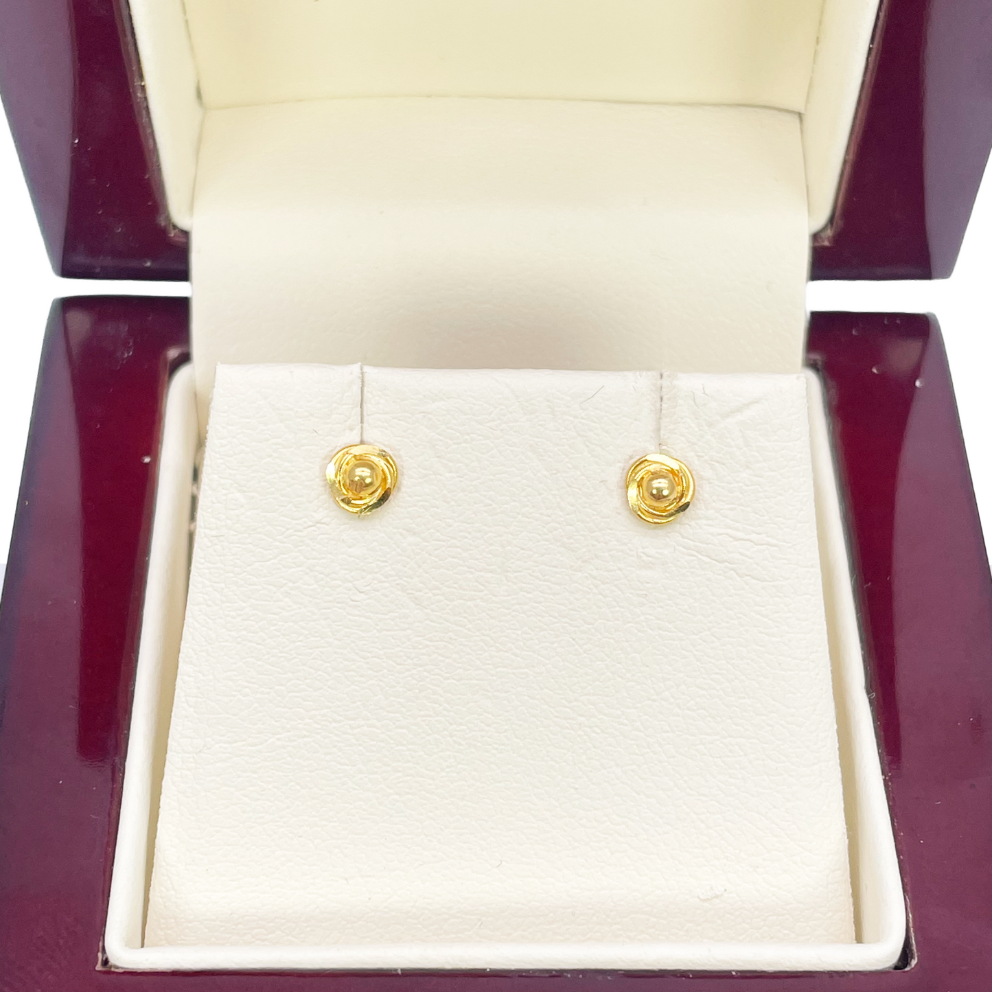 22ct Yellow Gold Plain High Polished Rose Children's Earrings 4mm Width