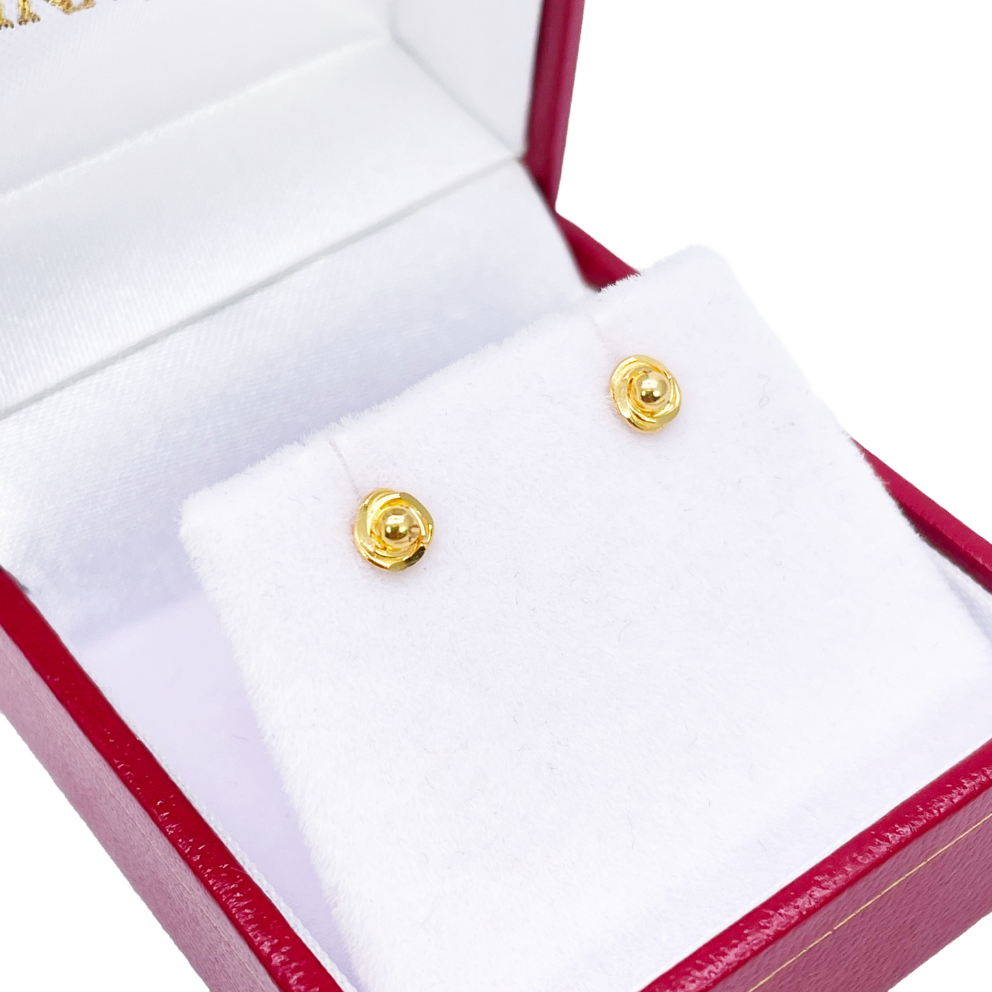 22ct Yellow Gold Plain High Polished Rose Children's Earrings 4mm Width
