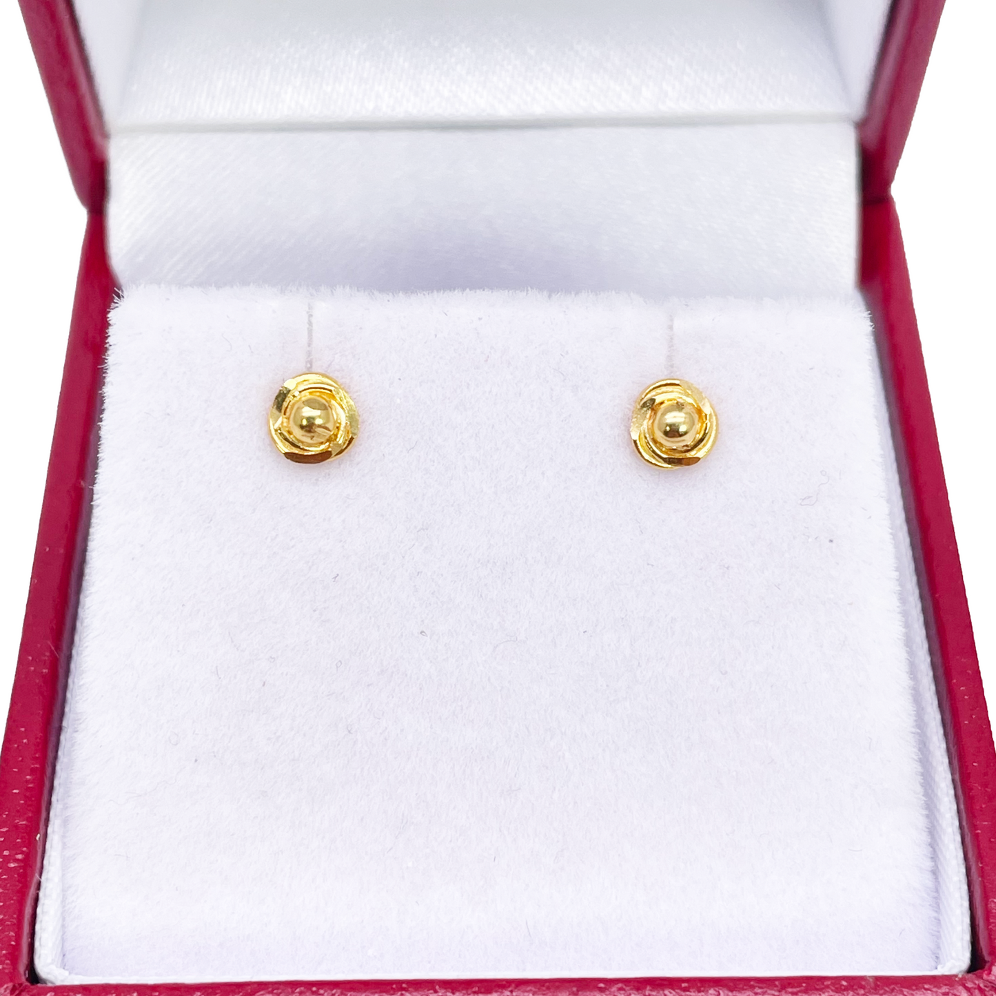 22ct Yellow Gold Plain High Polished Rose Children's Earrings 4mm Width