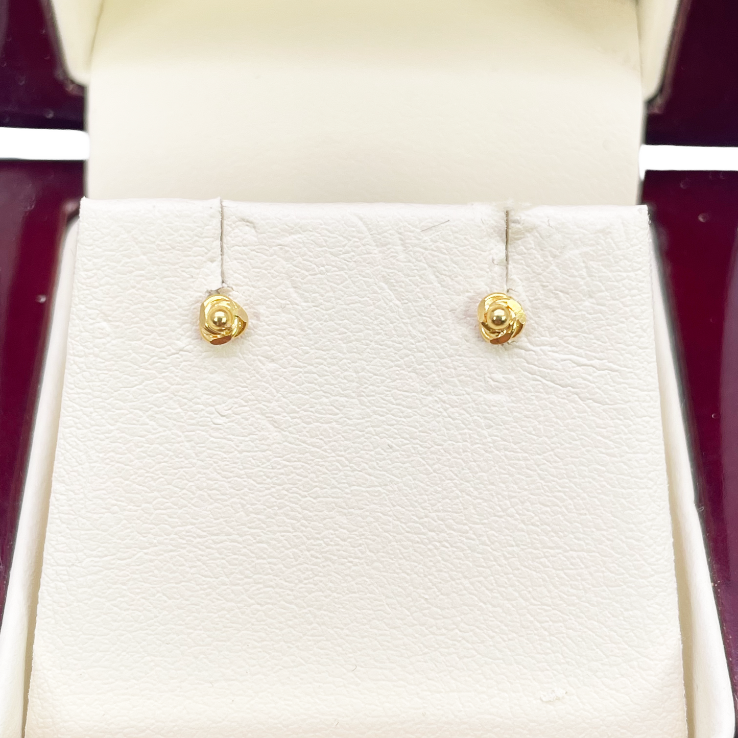 22ct Yellow Gold Plain High Polished Rose Children's Earrings 3mm Width