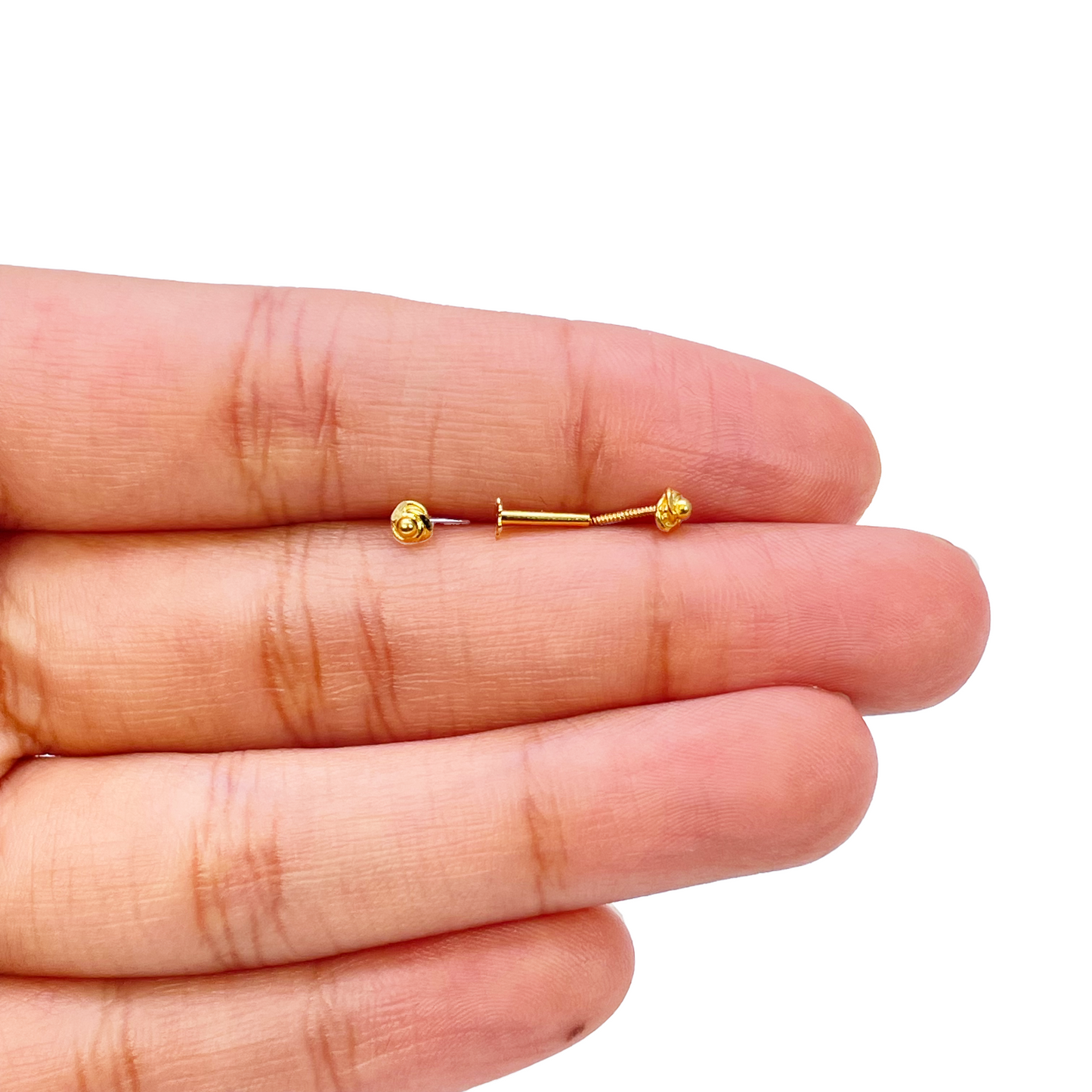 22ct Yellow Gold Plain High Polished Rose Children's Earrings 3mm Width