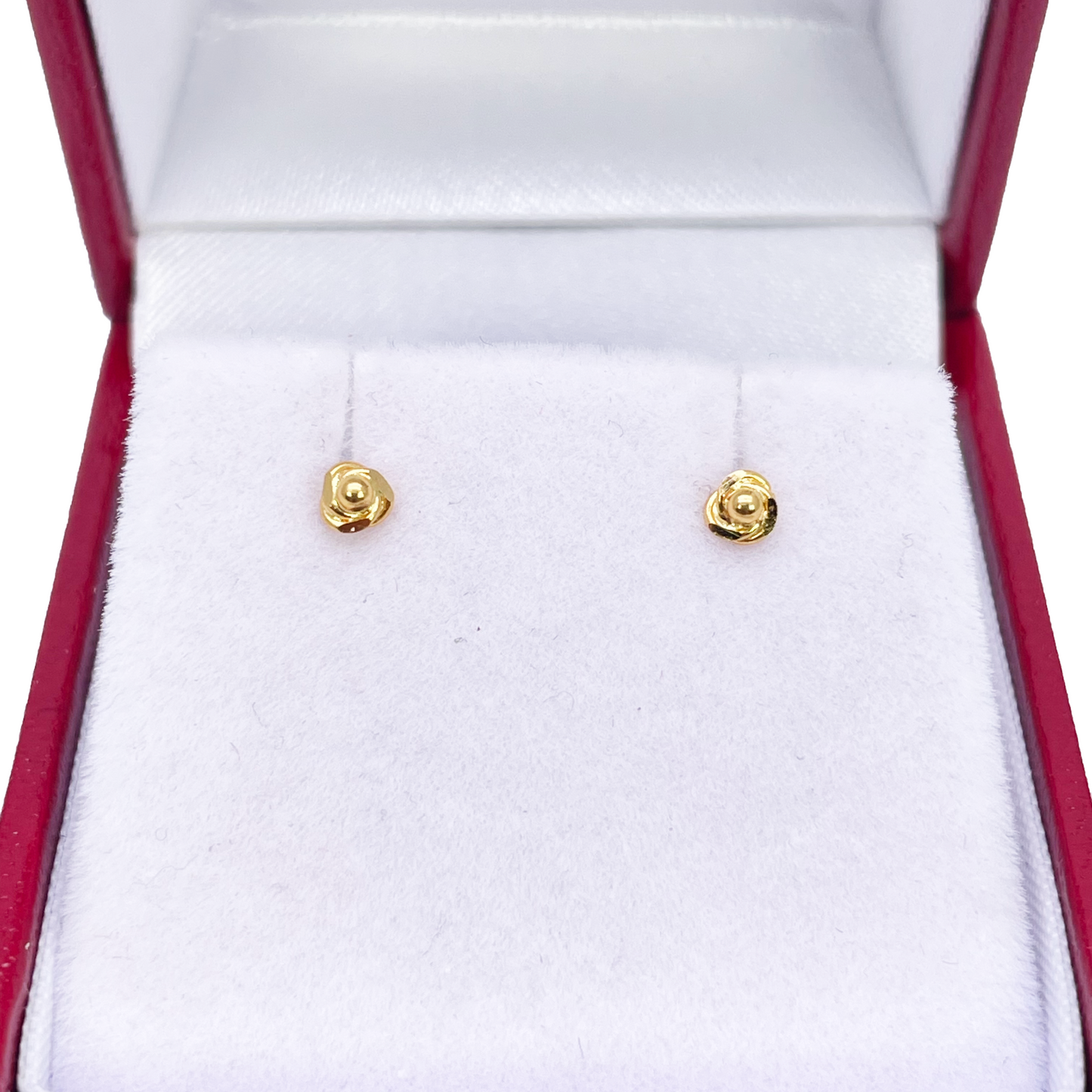 22ct Yellow Gold Plain High Polished Rose Children's Earrings 3mm Width