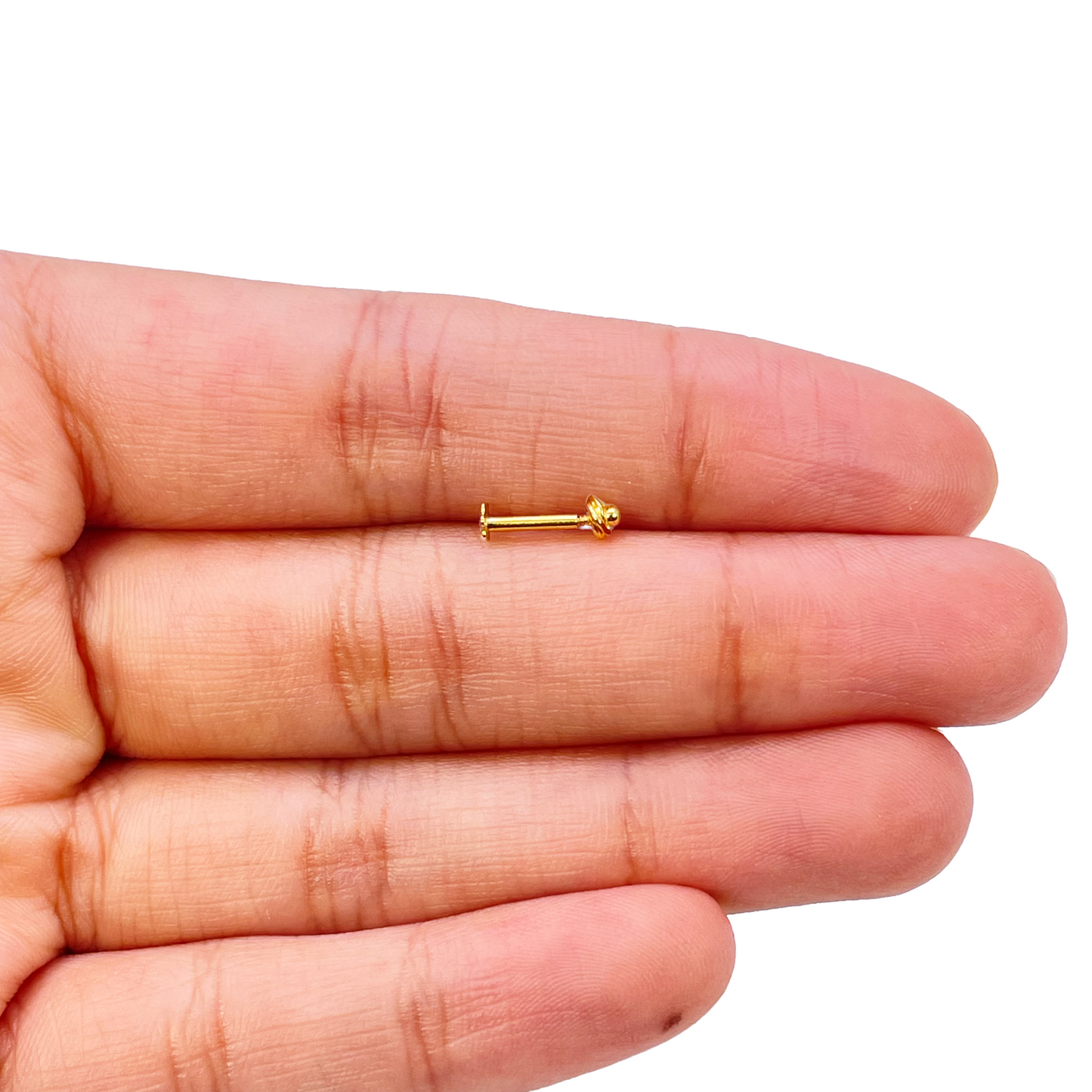 22ct Yellow Gold Plain High Polished Diamond Cut Rose Nose Stud/Pin 3mm Length