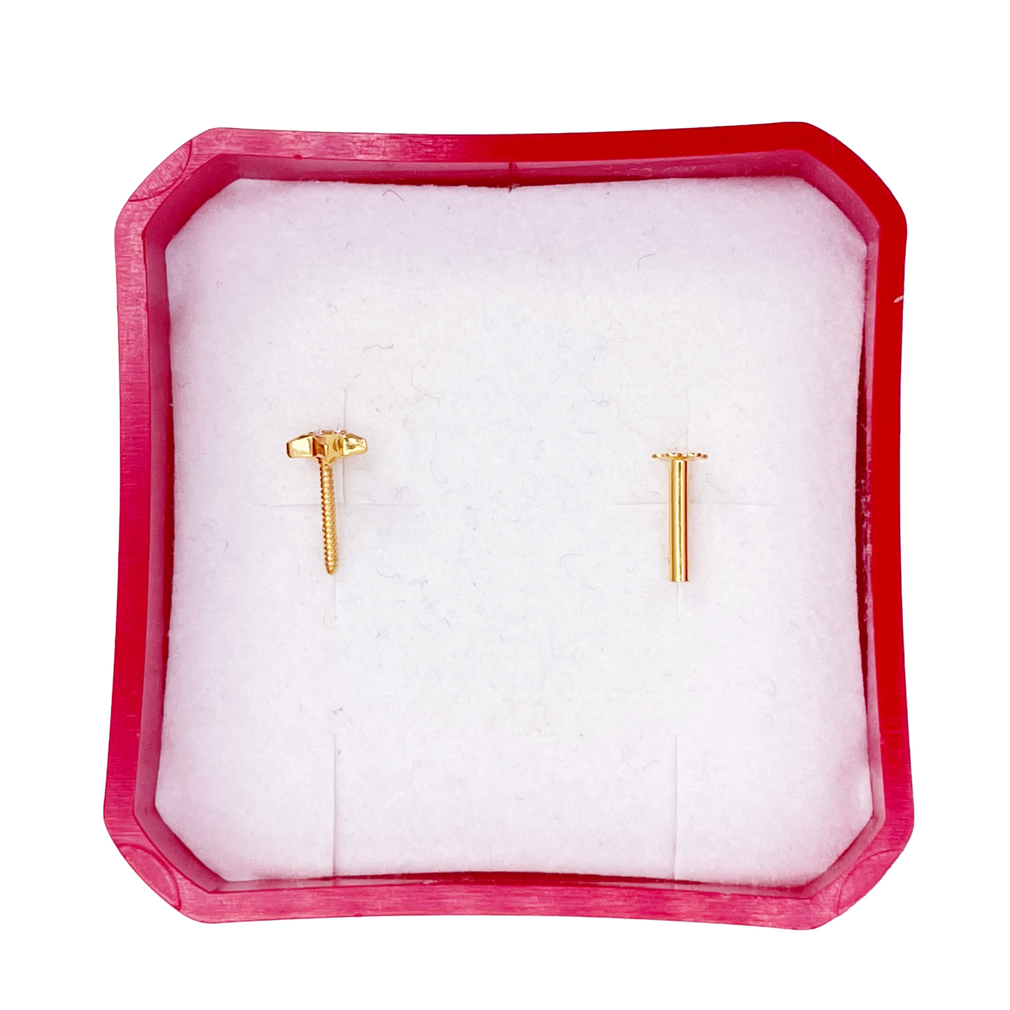 22ct Yellow Gold High Polished Cubic Zirconia Star Nose Stud/Pin 4mm Length
