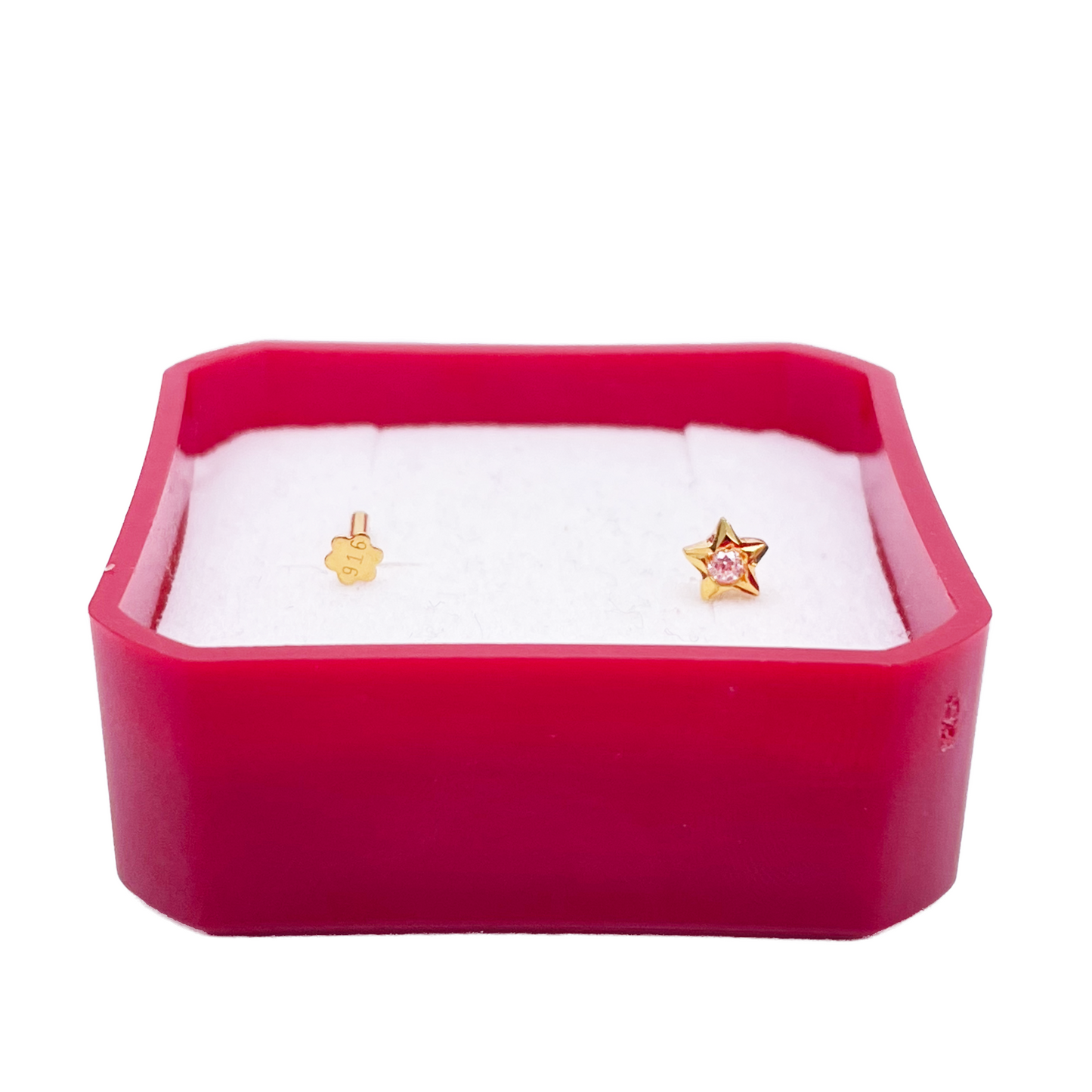 22ct Yellow Gold High Polished Cubic Zirconia Star Nose Stud/Pin 4mm Length