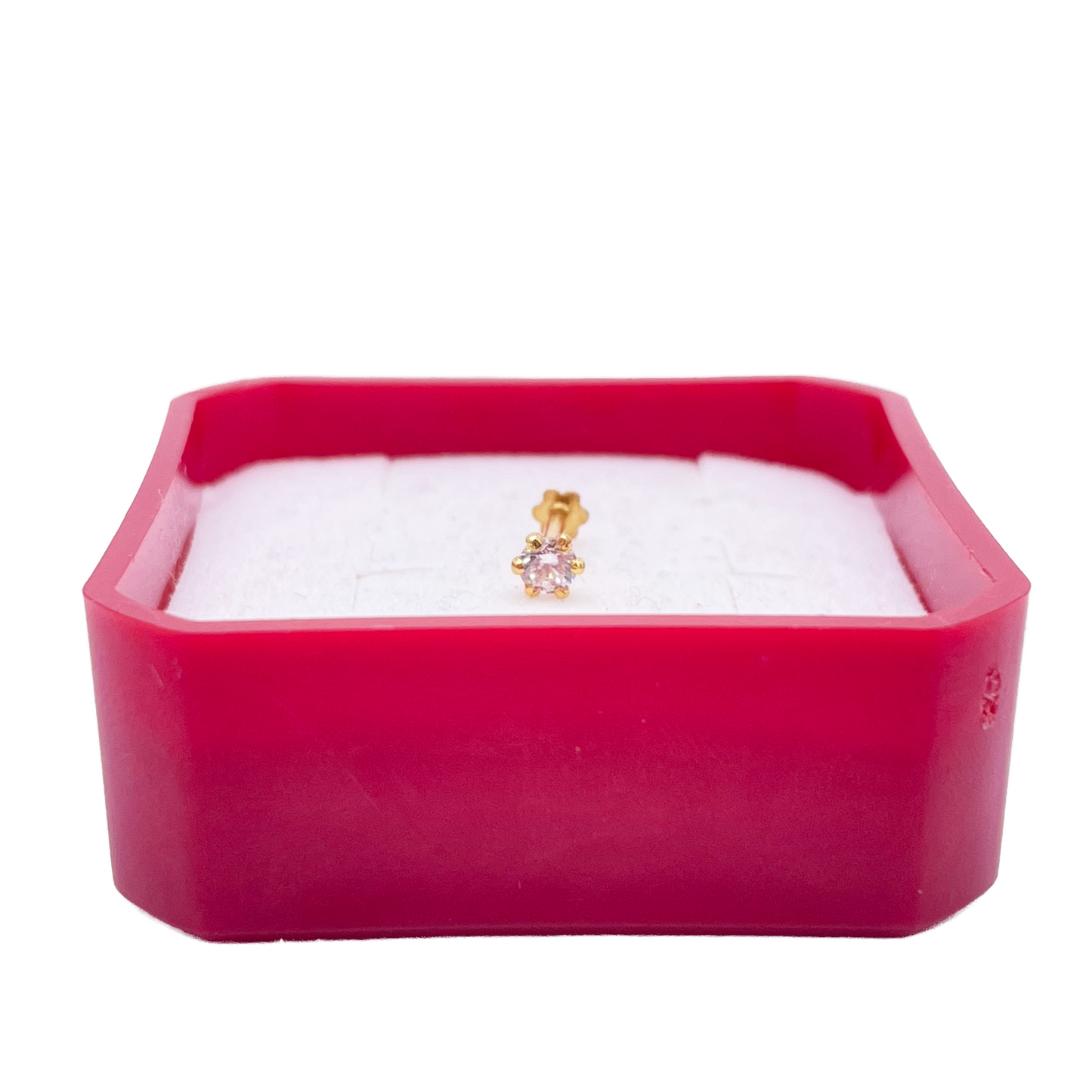 22ct Yellow Gold Six Claw Prong Cubic Zirconia Nose Stud/Pin 3mm Length