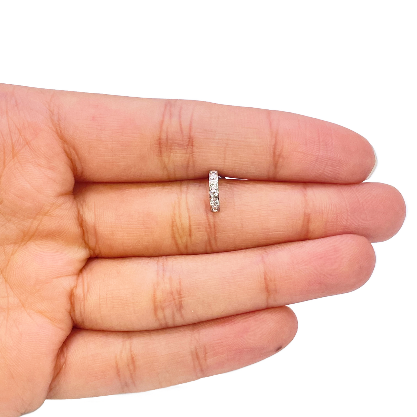 18ct White Gold Beautiful Small Half Hoop Nose Stud/Pin 8.7mm Length