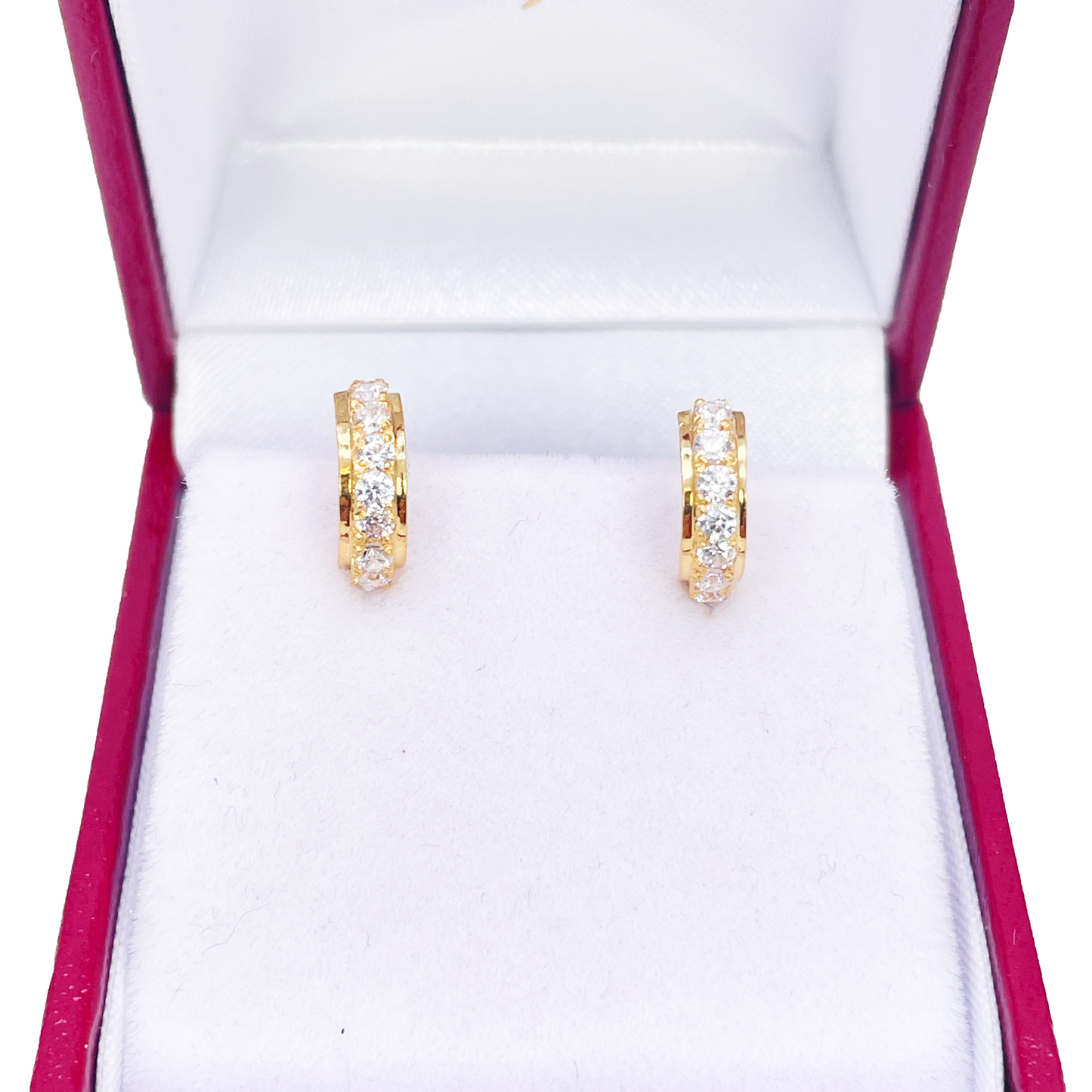 22ct Yellow Gold Small Sparkly Hoop Huggie Children's Earrings 8mm Diameter