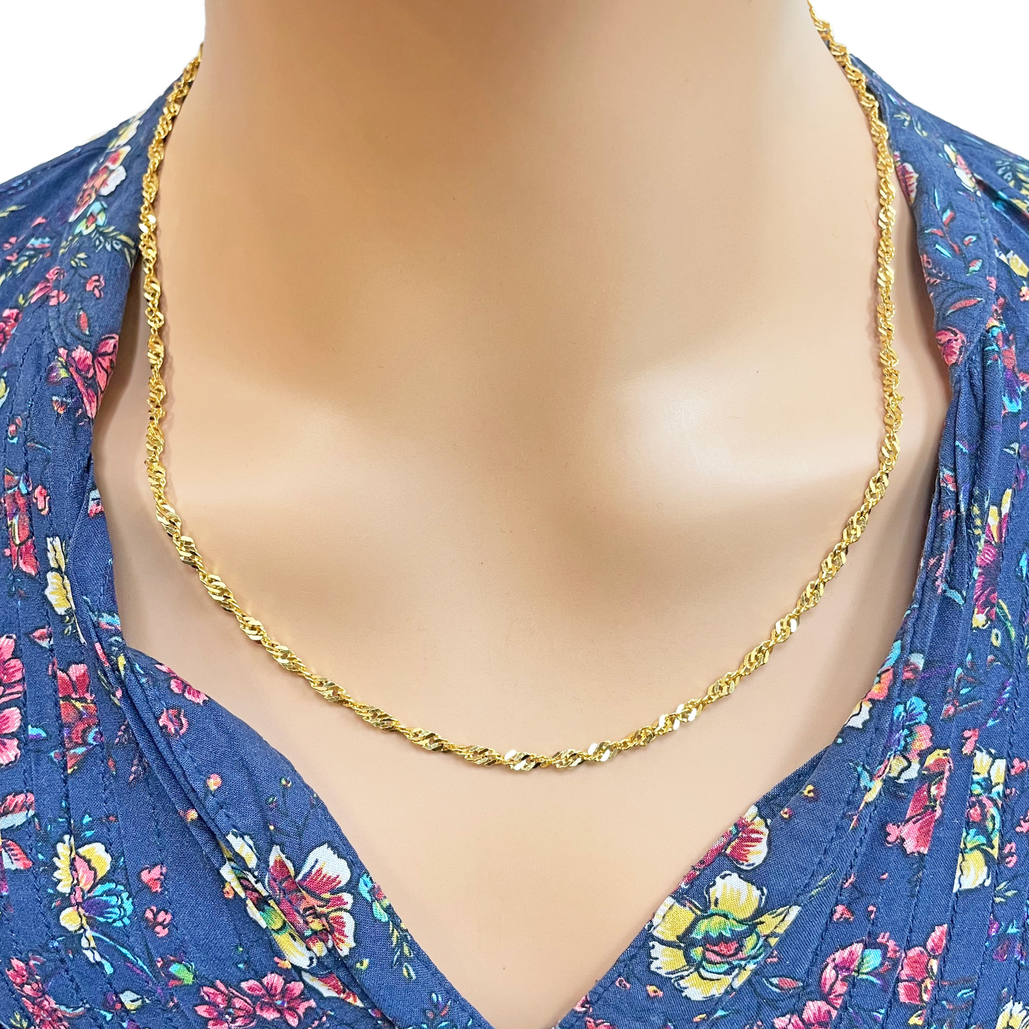 22ct Yellow Gold Fancy Twisted Ripple Chain Necklace 20 inches 2.8mm Width