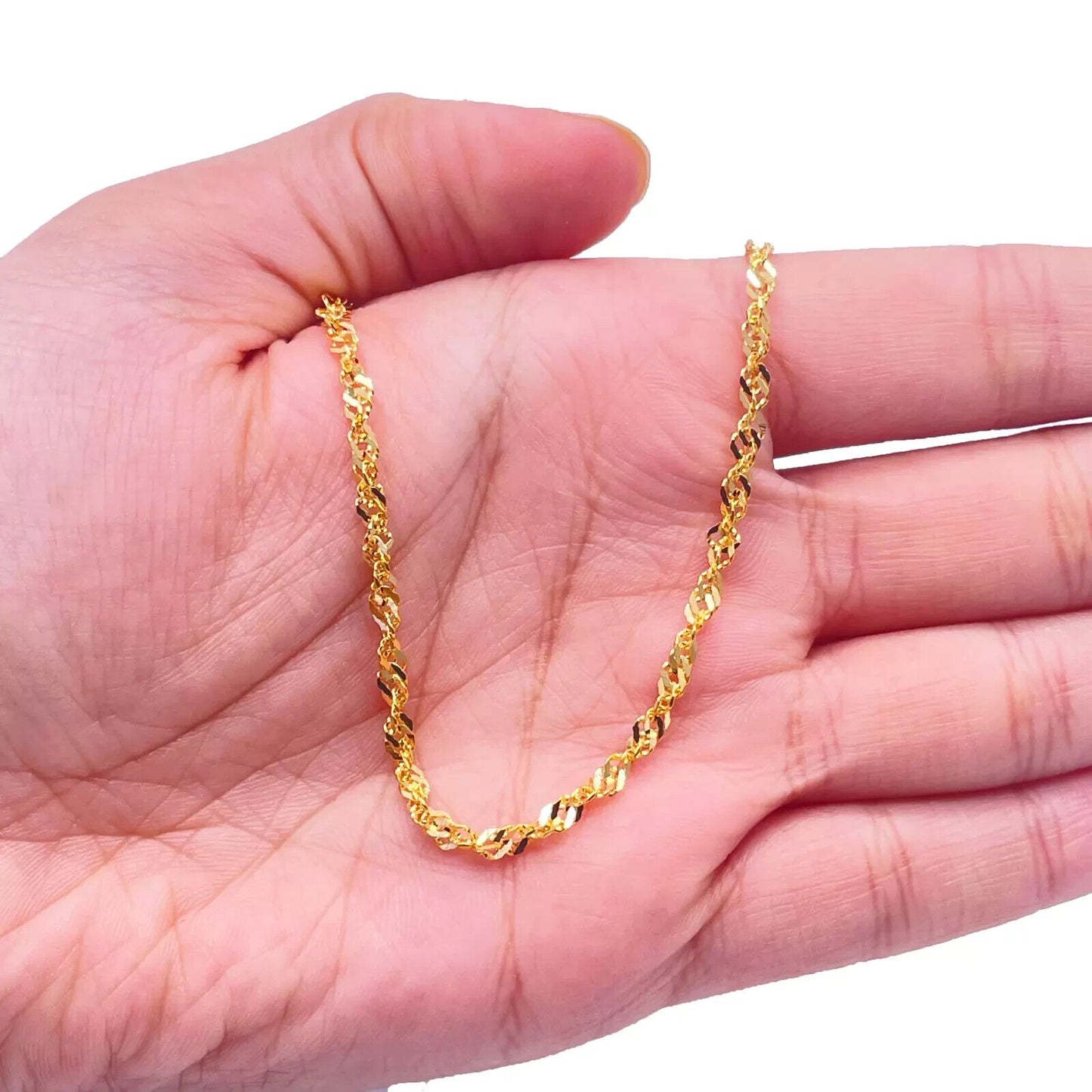 22ct Yellow Gold Fancy Twisted Ripple Chain Necklace 20 inches 2.8mm Width