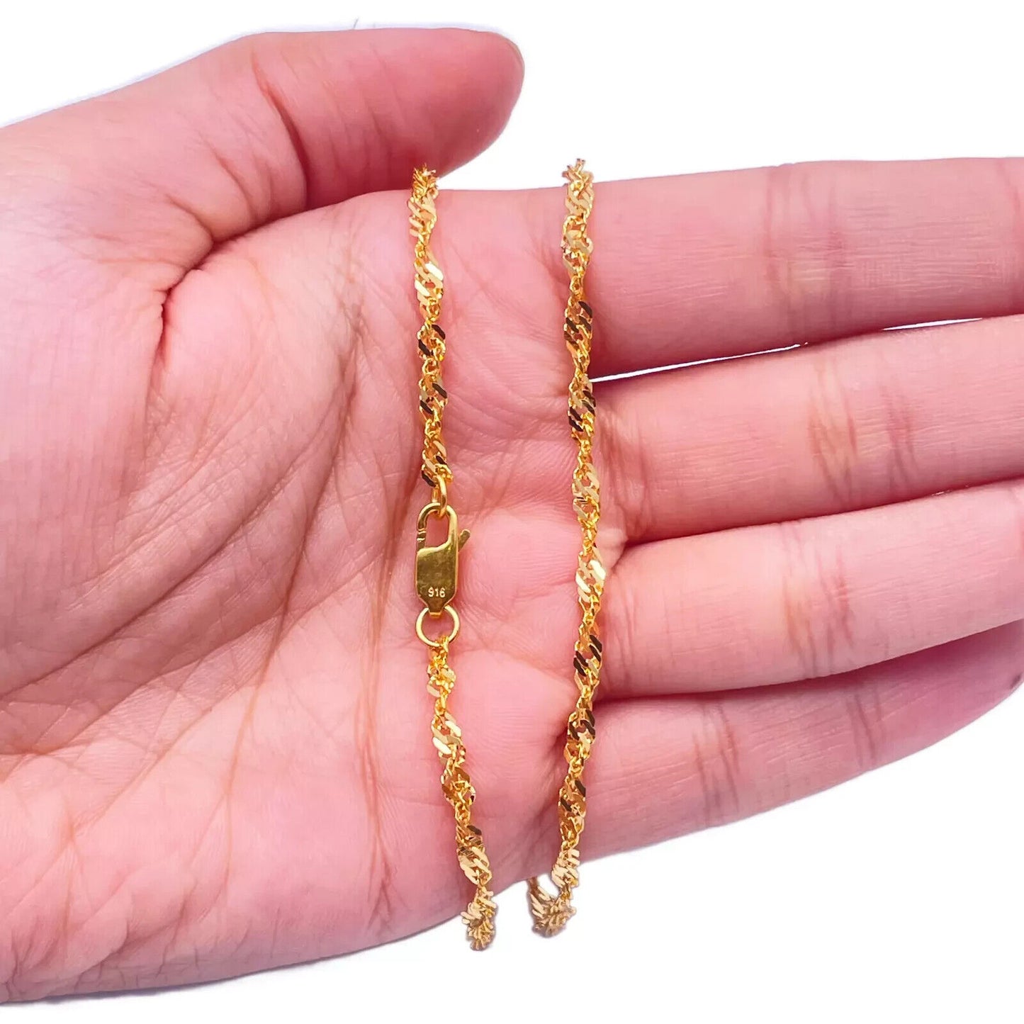 22ct Yellow Gold Fancy Twisted Ripple Chain Necklace 20 inches 2.8mm Width