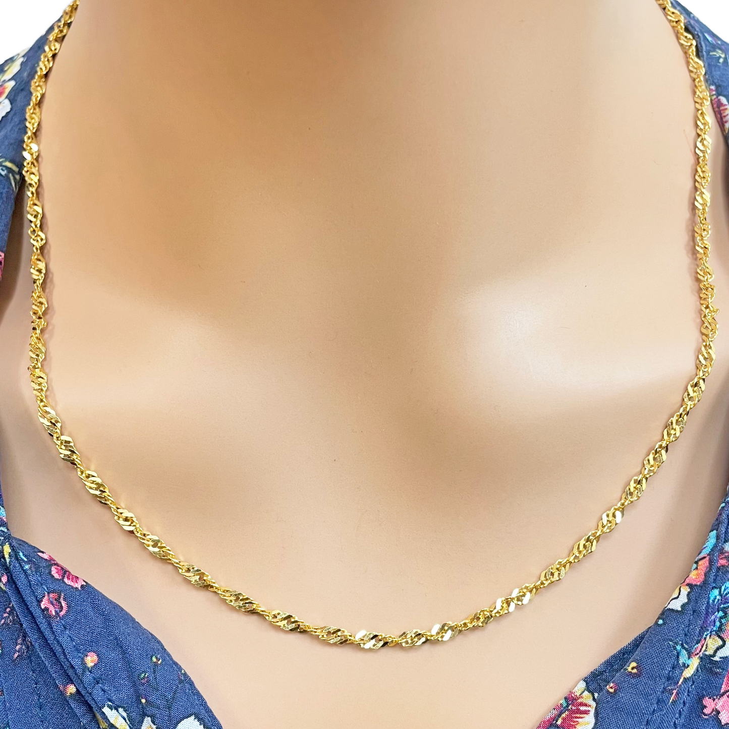 22ct Yellow Gold Fancy Twisted Ripple Chain Necklace 20 inches 2.8mm Width