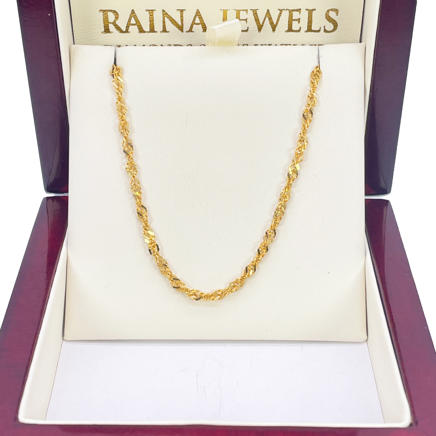 22ct Yellow Gold Fancy Twisted Ripple Chain Necklace 20 inches 2.8mm Width