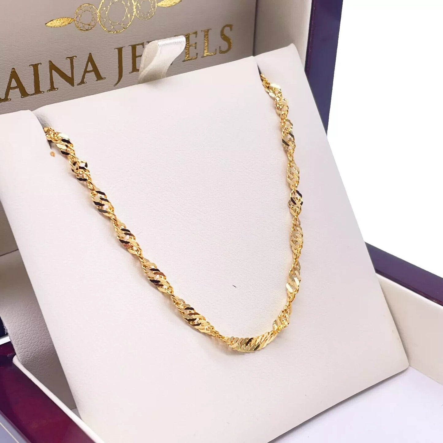 22ct Yellow Gold Fancy Twisted Ripple Chain Necklace 20 inches 2.8mm Width