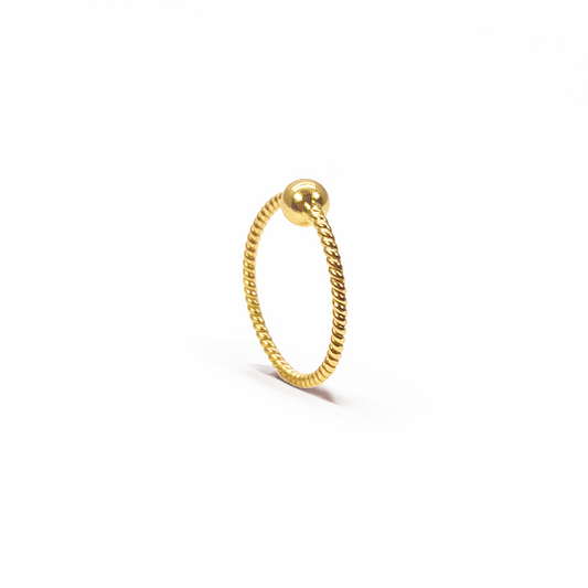 22ct Yellow Gold Tiny Rope Dainty Nose Hoop Huggie Ring 8mm Diameter