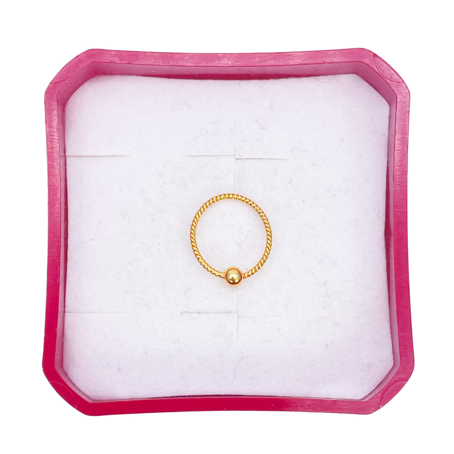 22ct Yellow Gold Tiny Rope Dainty Nose Hoop Huggie Ring 8mm Diameter
