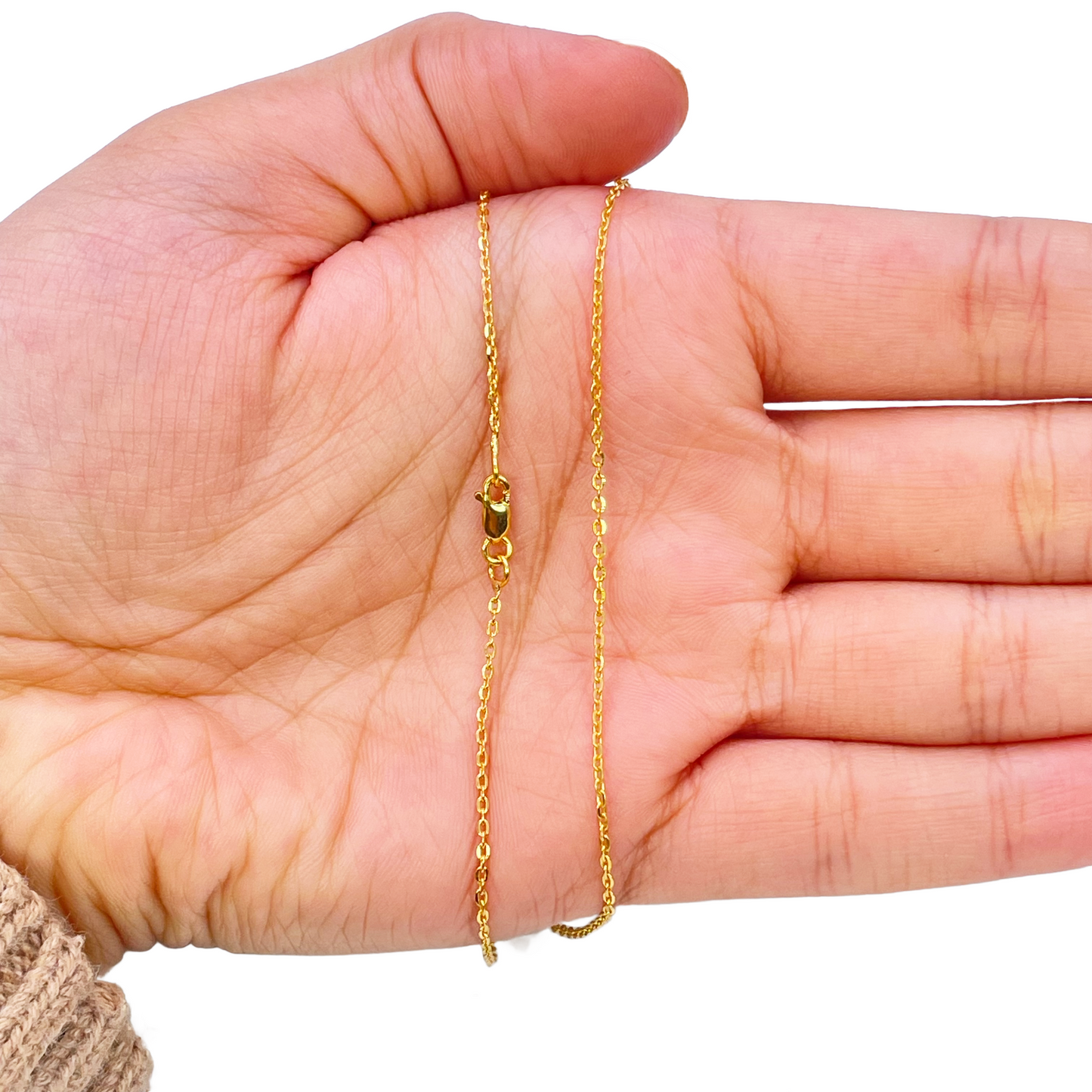 22ct Yellow Gold Cable Link Chain 17 inches 0.9mm Width