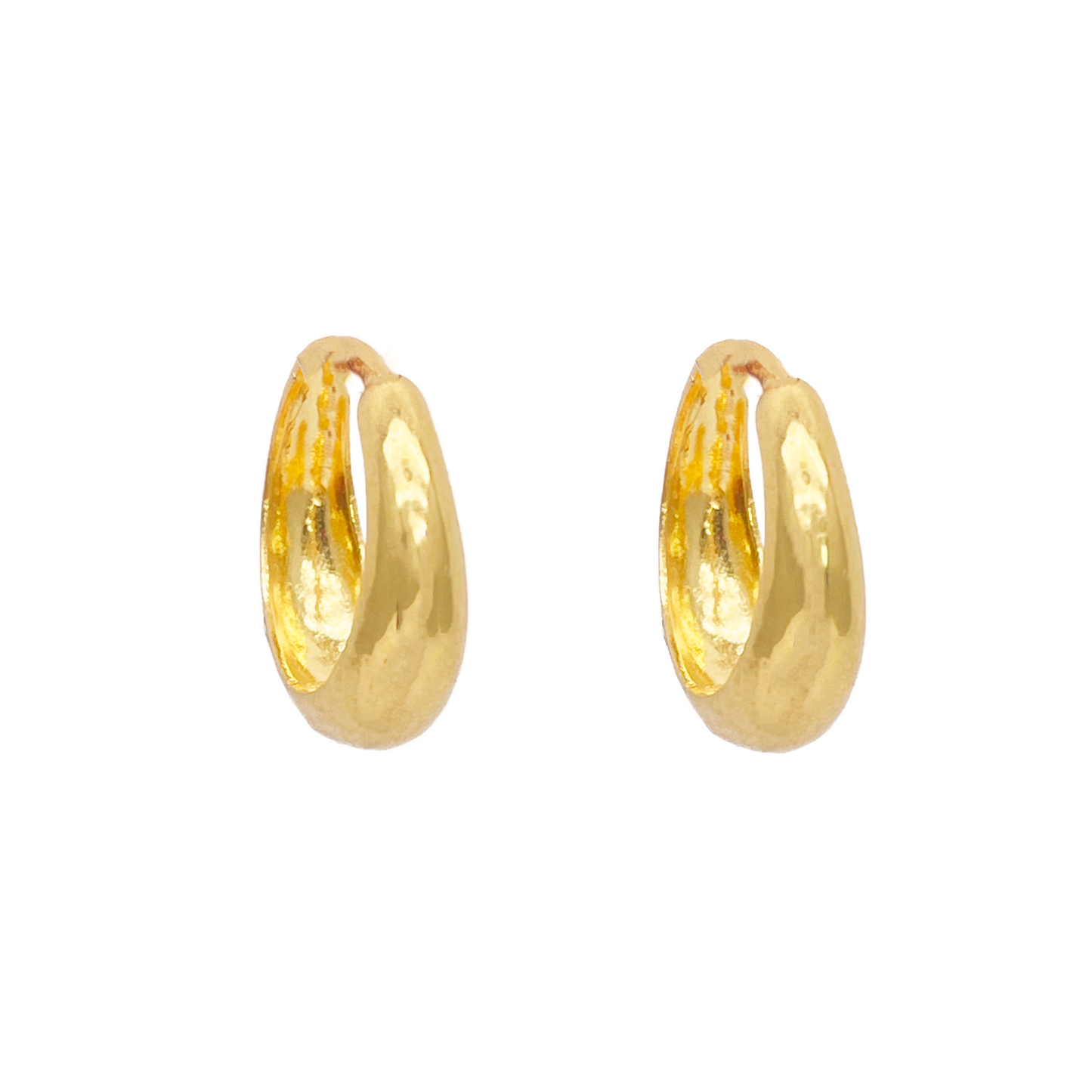 18ct Yellow Gold Pair Of High Polished Dome Hoop Huggie Earrings 10.8mm Diameter