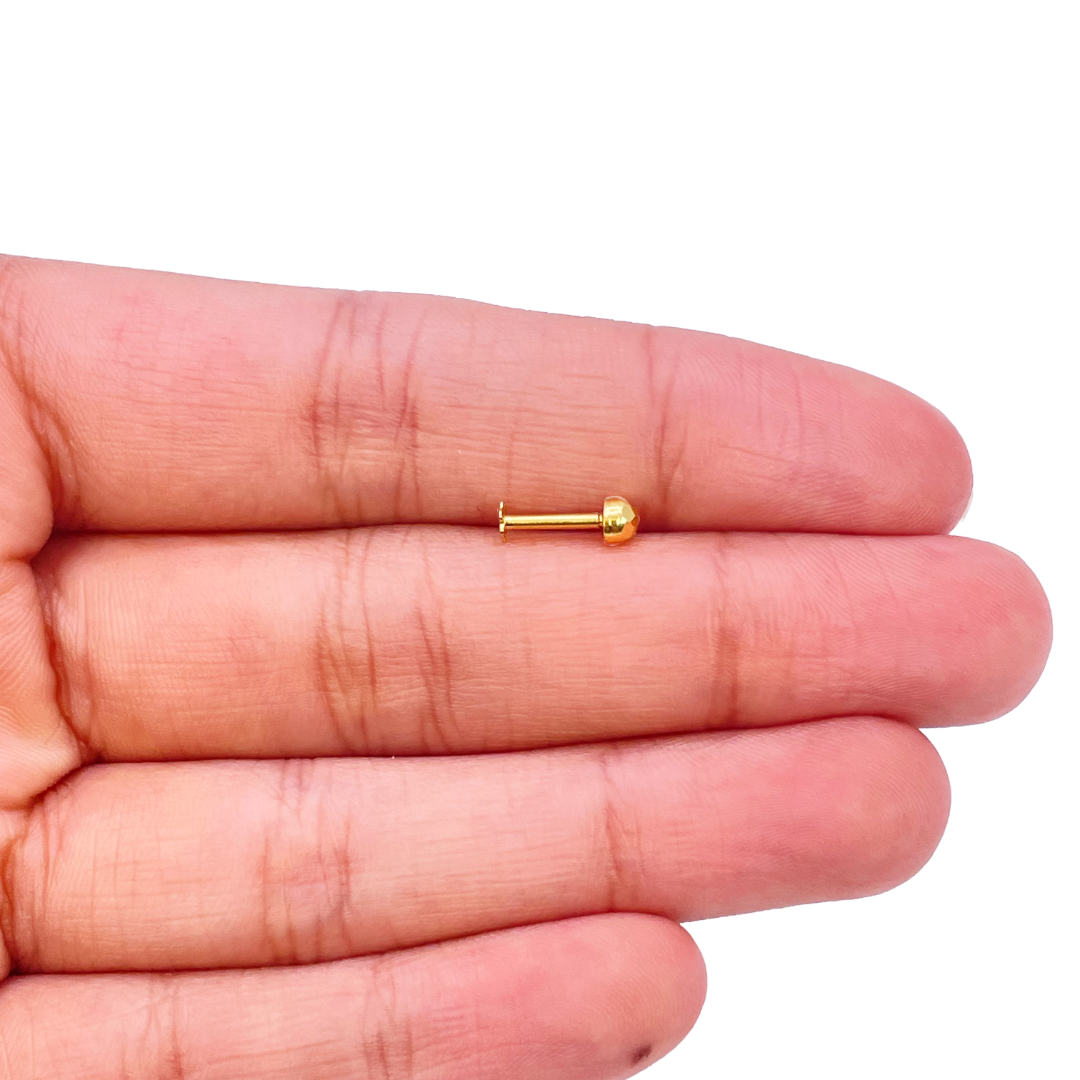 22ct Yellow Gold Gold Diamond Cut Flower Design Single Nose Stud/Pin 3mm Width