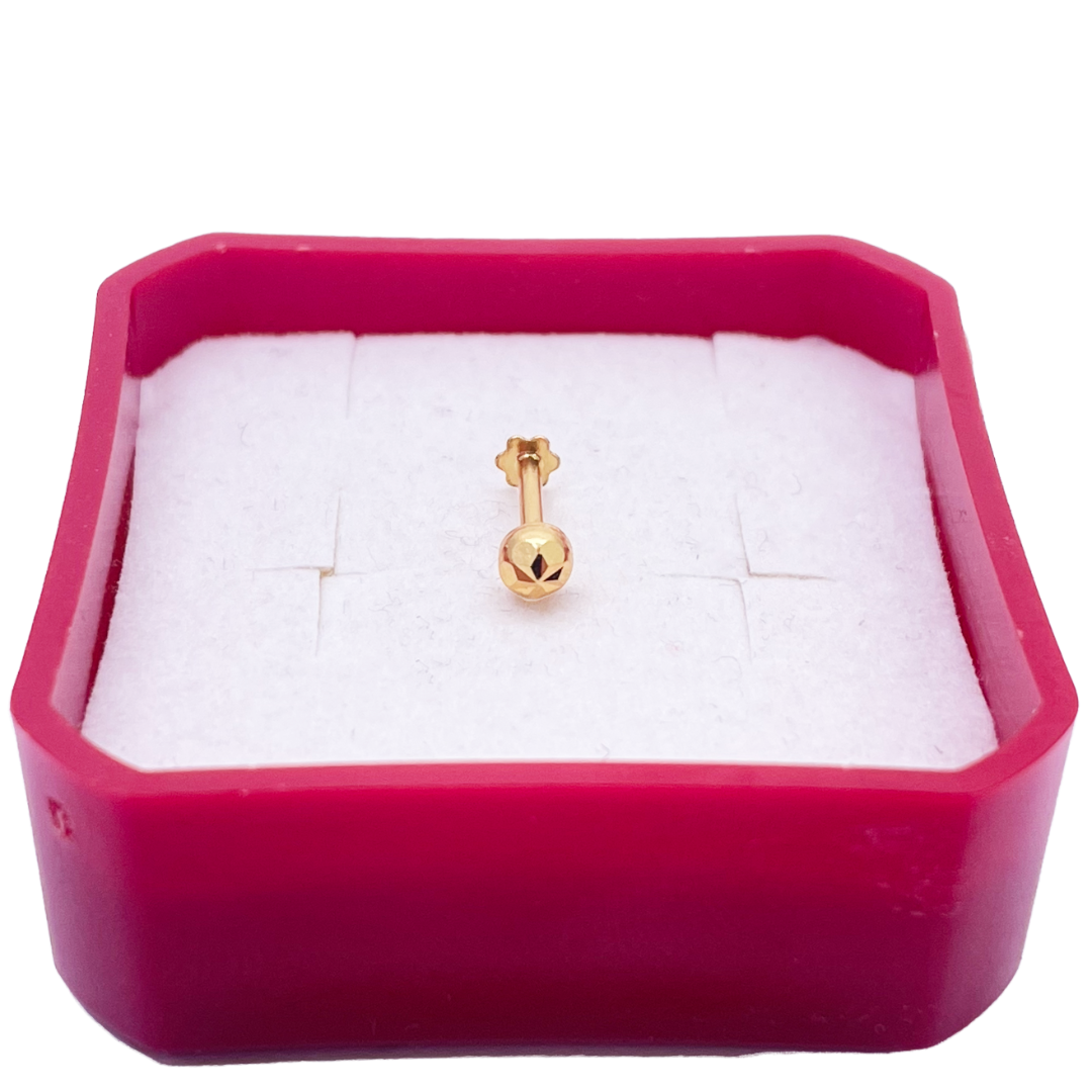 22ct Yellow Gold Gold Diamond Cut Flower Design Single Nose Stud/Pin 3mm Width