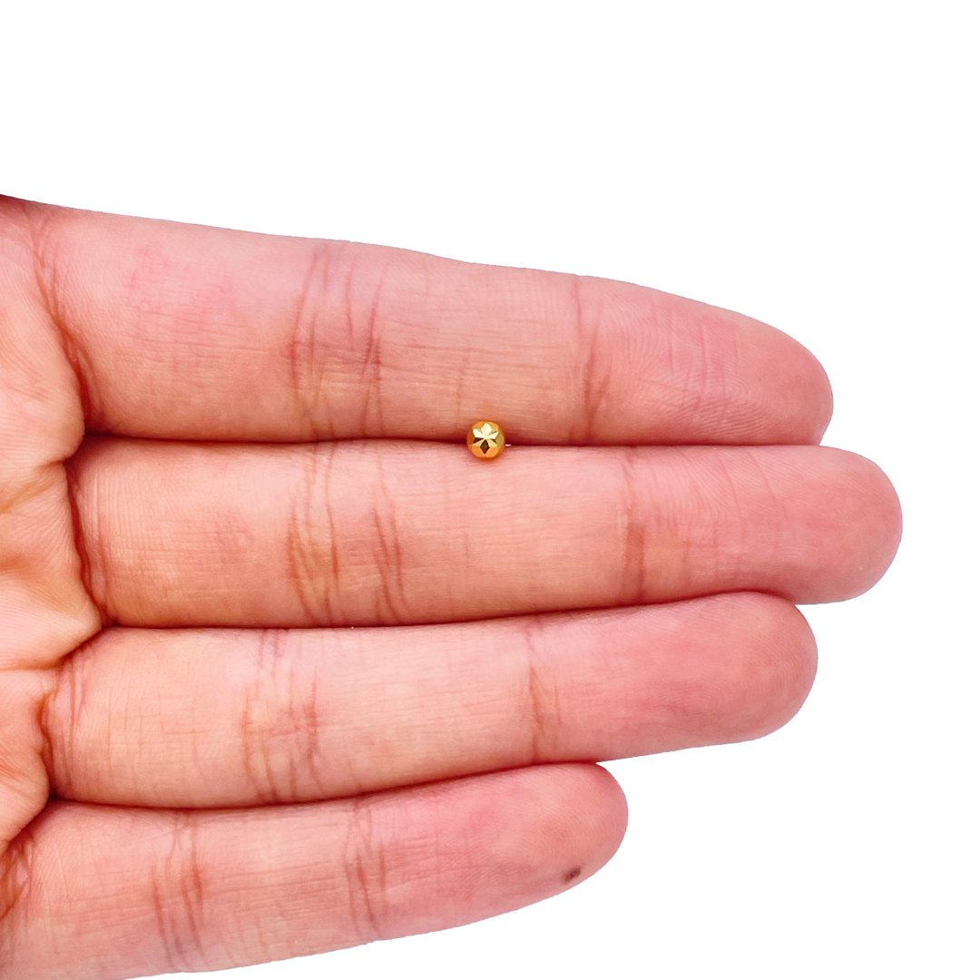 22ct Yellow Gold Gold Diamond Cut Flower Design Single Nose Stud/Pin 3mm Width