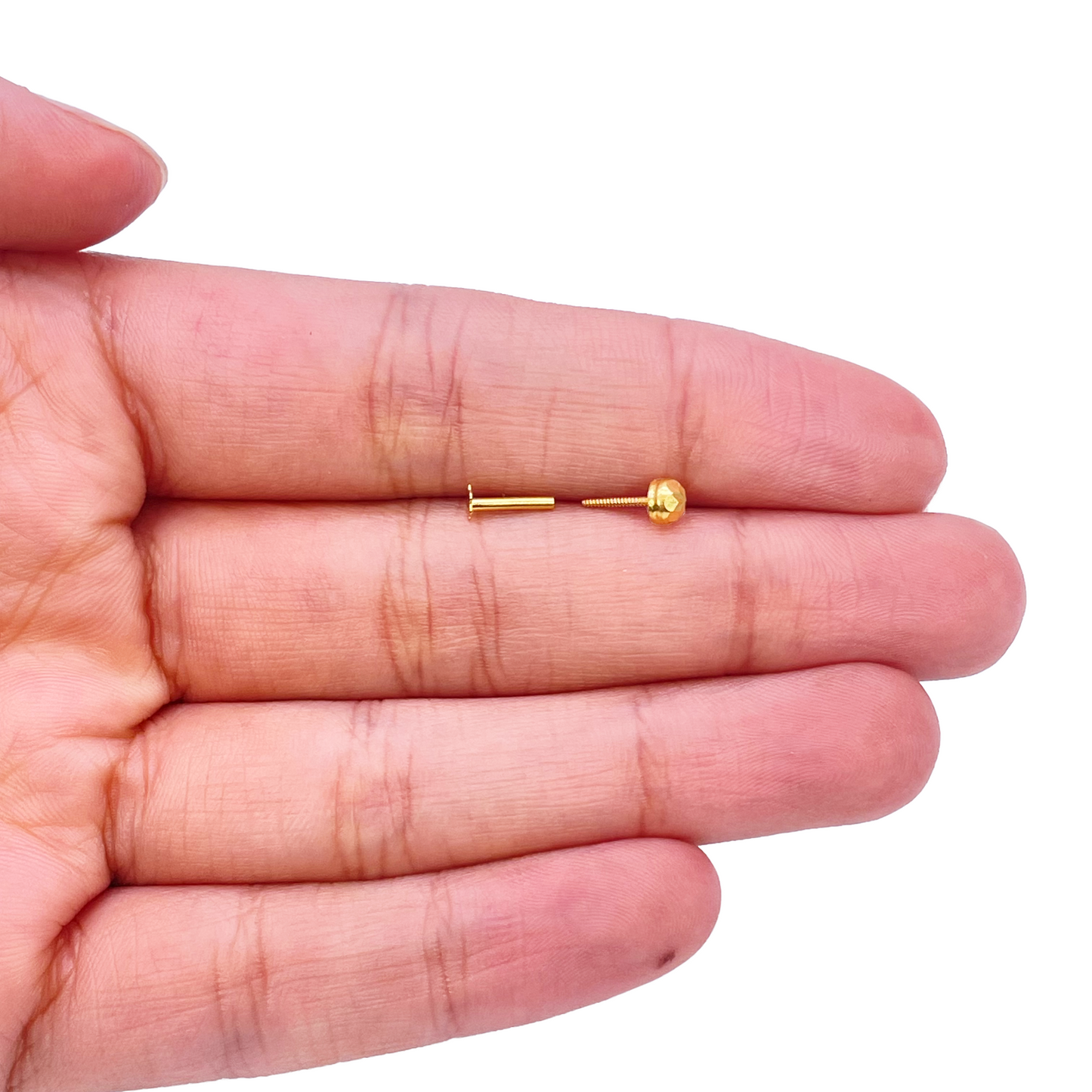 22ct Yellow Gold Gold Diamond Cut Flower Design Single Nose Stud/Pin 3.5mm Width