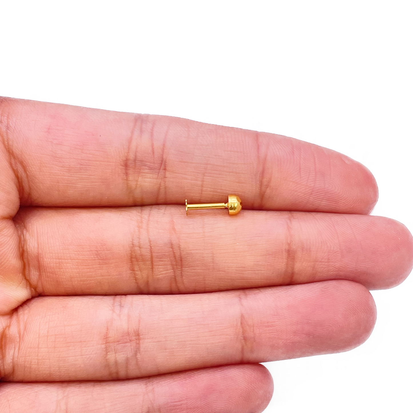 22ct Yellow Gold Gold Diamond Cut Flower Design Single Nose Stud/Pin 3.5mm Width