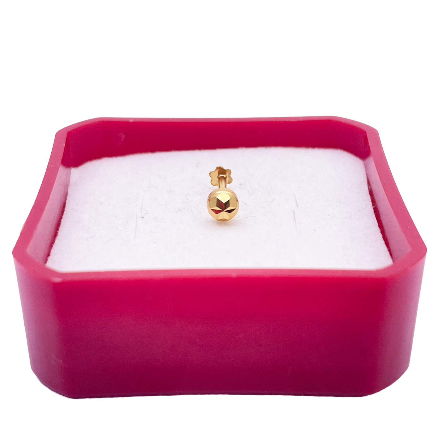 22ct Yellow Gold Gold Diamond Cut Flower Design Single Nose Stud/Pin 3.5mm Width