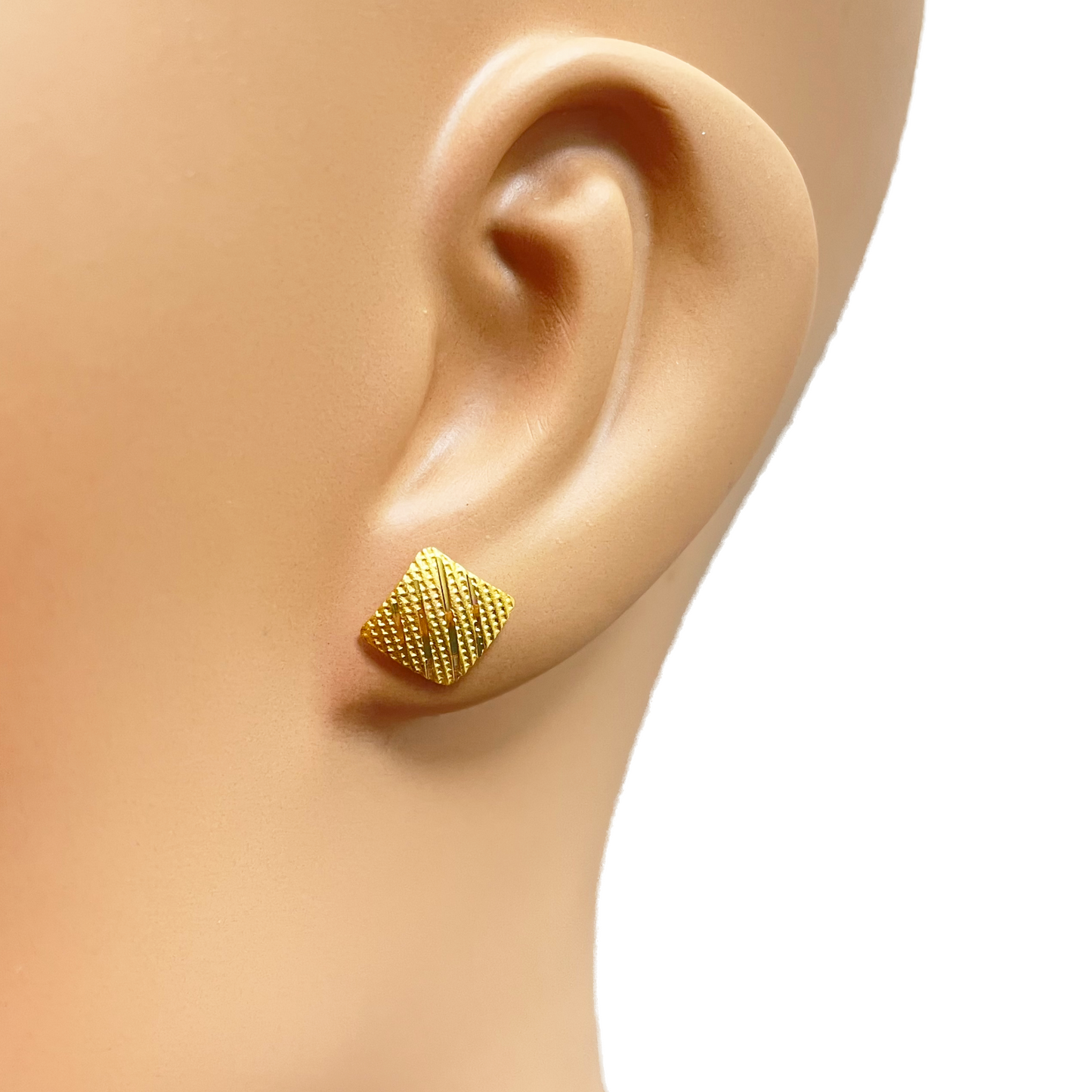 22ct Yellow Gold Textured Kite Pendant, 18 Inch Chain & Stud Earrings Set