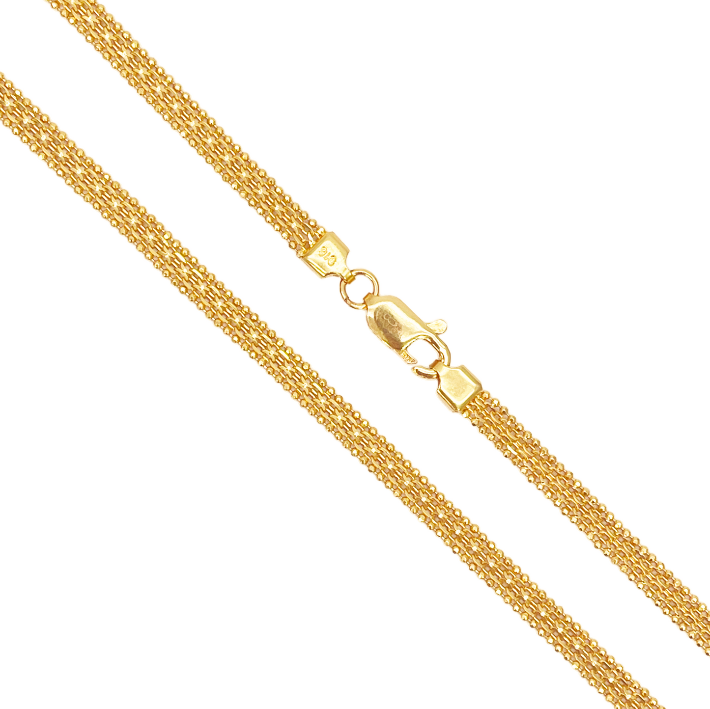 22ct Yellow Gold Mini Beaded Flat Link Chain Necklace 20 Inches 4mm Width