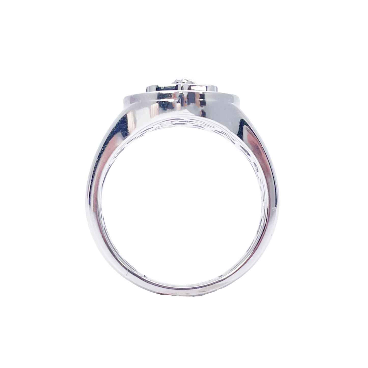 14ct White Gold Diamond Anchor Sailor Cluster Signet Ring 0.37ct
