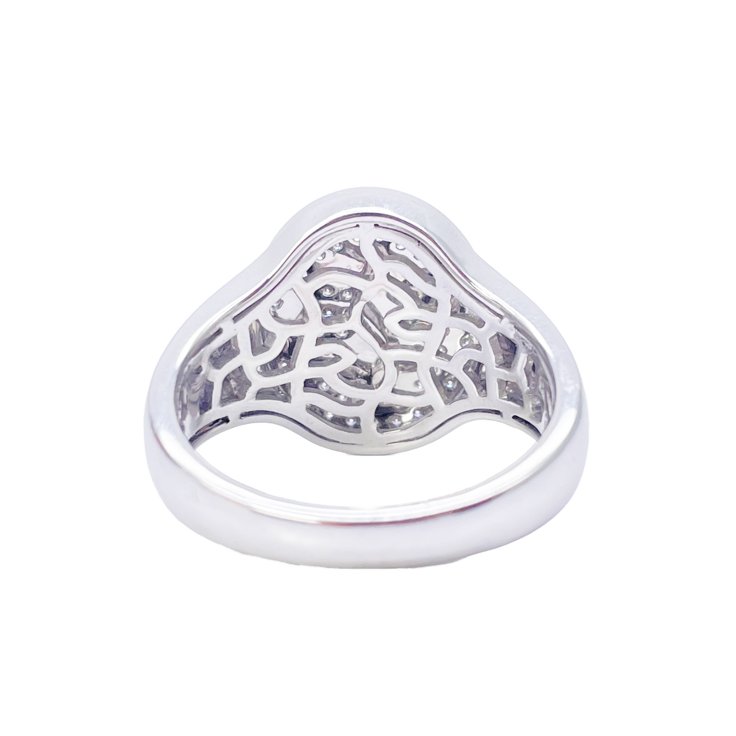 14ct White Gold Diamond Anchor Sailor Cluster Signet Ring 0.37ct