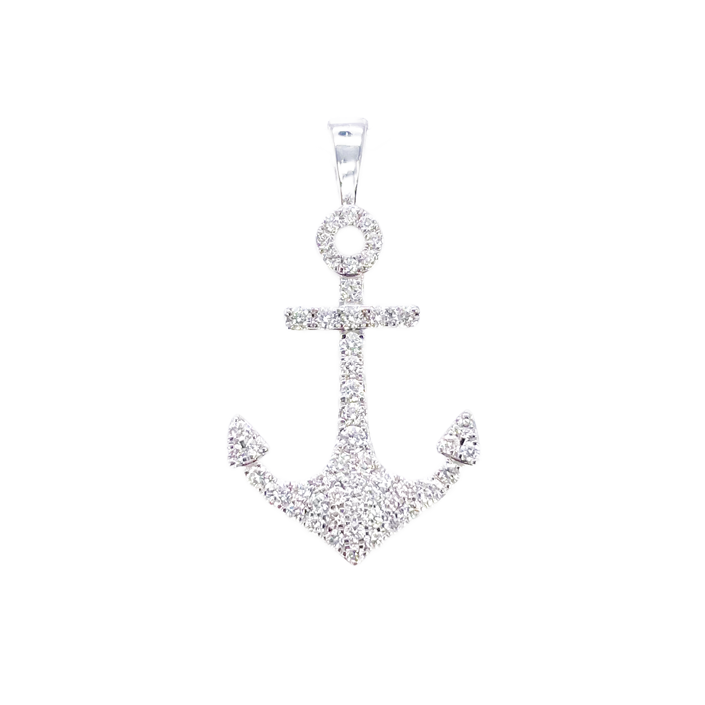 18ct White Gold Natrual Diamond Anchor Sailor Pendant 0.30ct (25mm x 14mm)