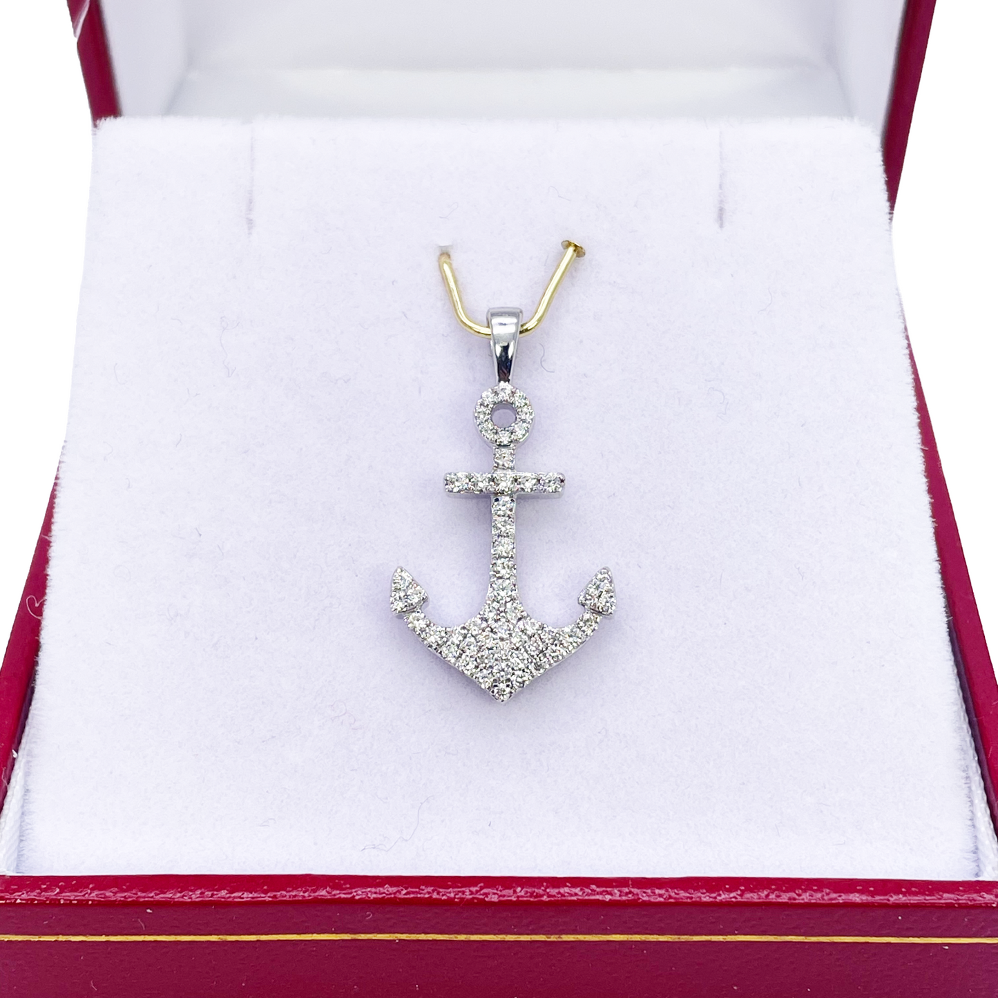 18ct White Gold Natrual Diamond Anchor Sailor Pendant 0.30ct (25mm x 14mm)